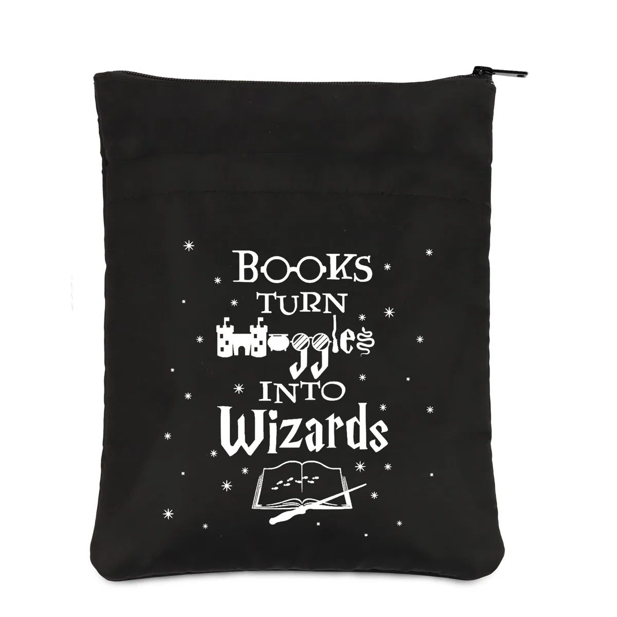 PLITI Wizard Book Sleeve Book Lover Gift Bookworm Borsa per lettori, scrittori, bibliotecari, bibliofili, amanti della lettura (libri girare BSblU)