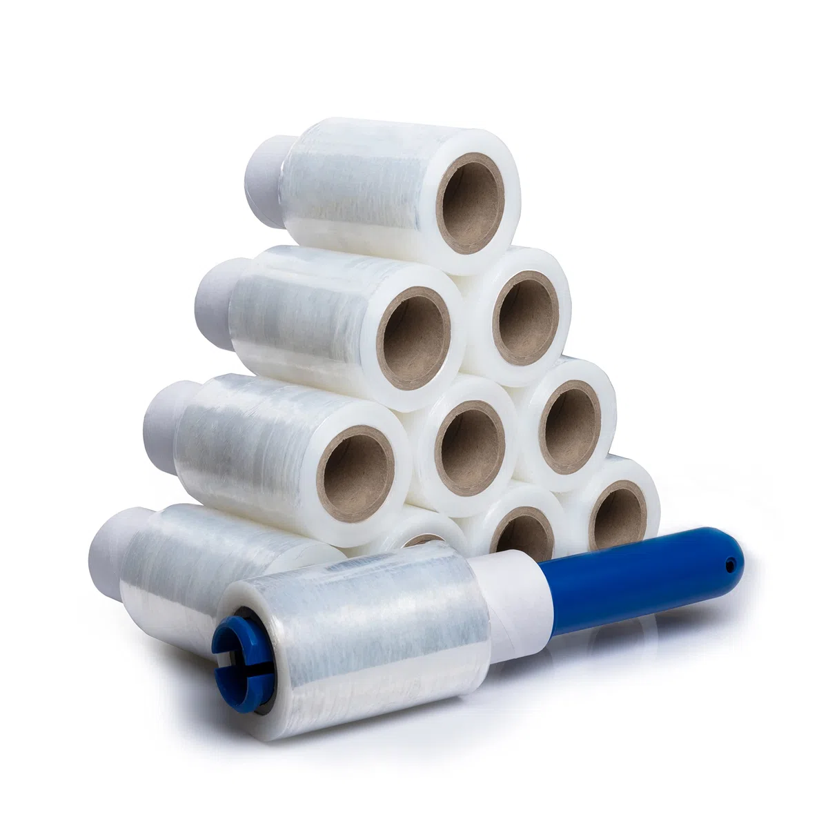 V1 Trade Mini pellicola elastica trasparente – 10 X rotolo di pellicola elastica + rullo – pellicola avvolgente – pellicola elastica a mano – 150 metri di lunghezza e 10 cm di larghezza