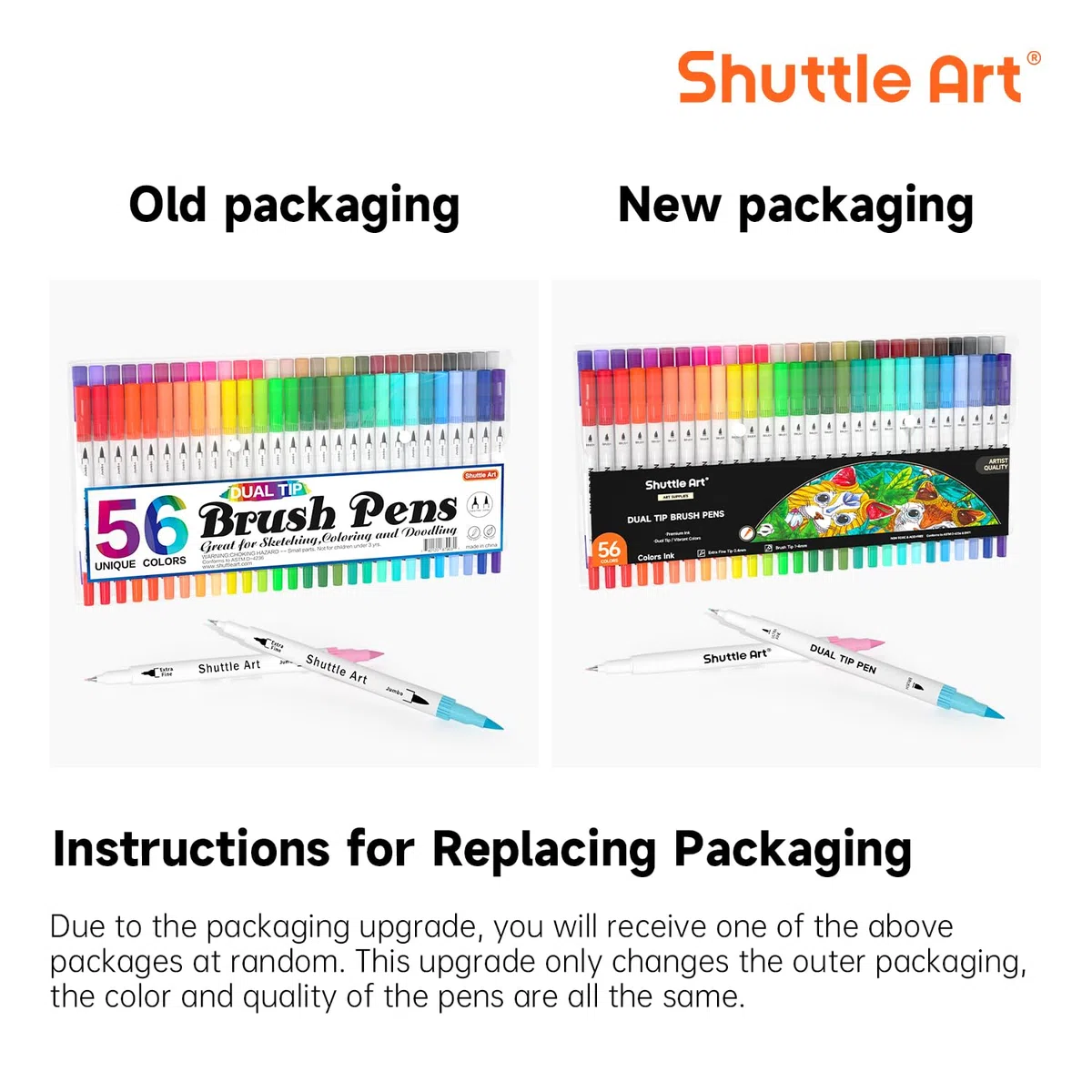 Shuttle Art Pennarelli Doppia Punta, 56 Pennarelli per Lettering Punta Fine e Pennarelli con Punta a Pennello Ideale per Artisti Adulti Bambini Scrittura a Mano Diario Schizzi Libri da colorare.