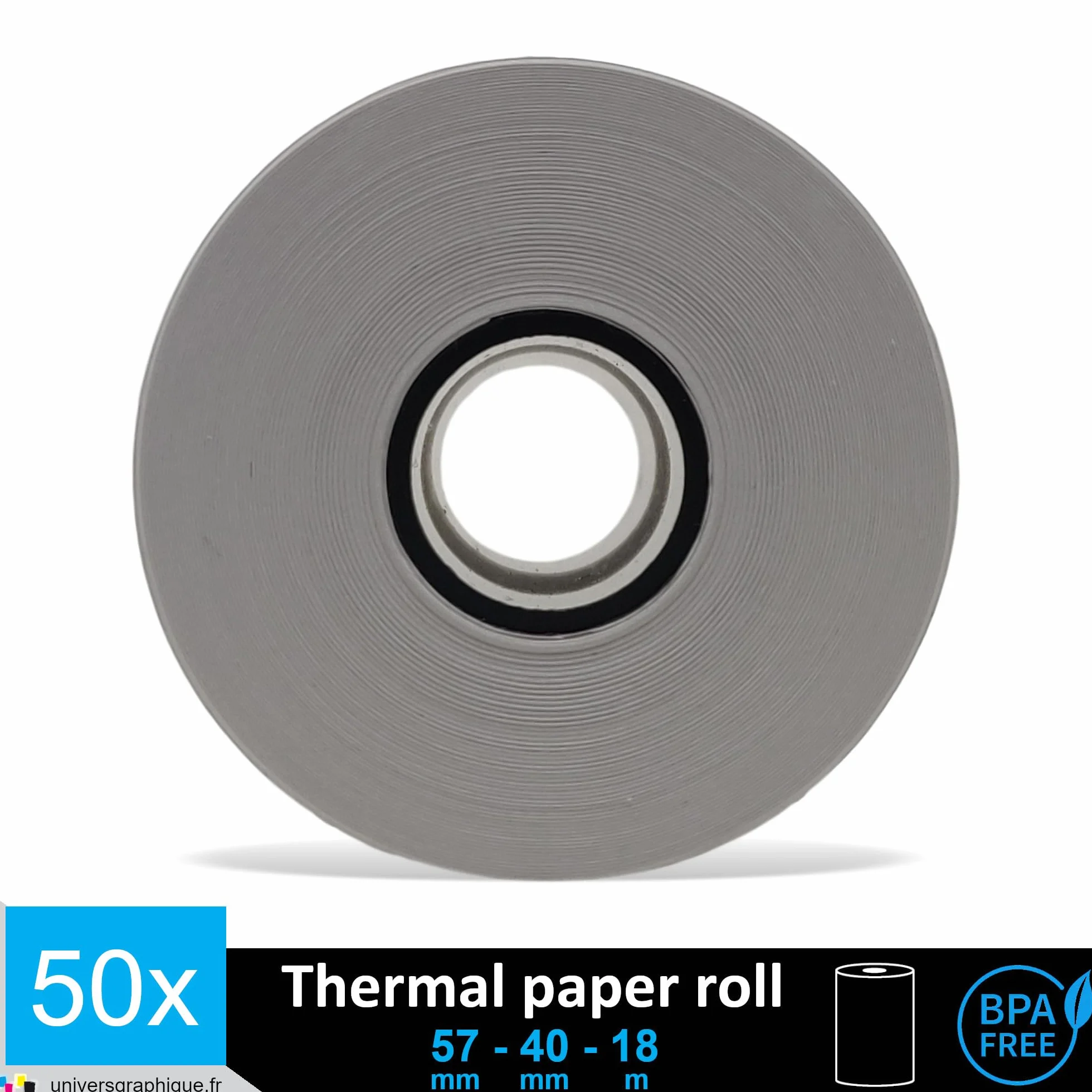 50 Rotoli di Carta Termica 57 x 40 mm per Stampare Scontrini Carta Bianca di Alta Qualità