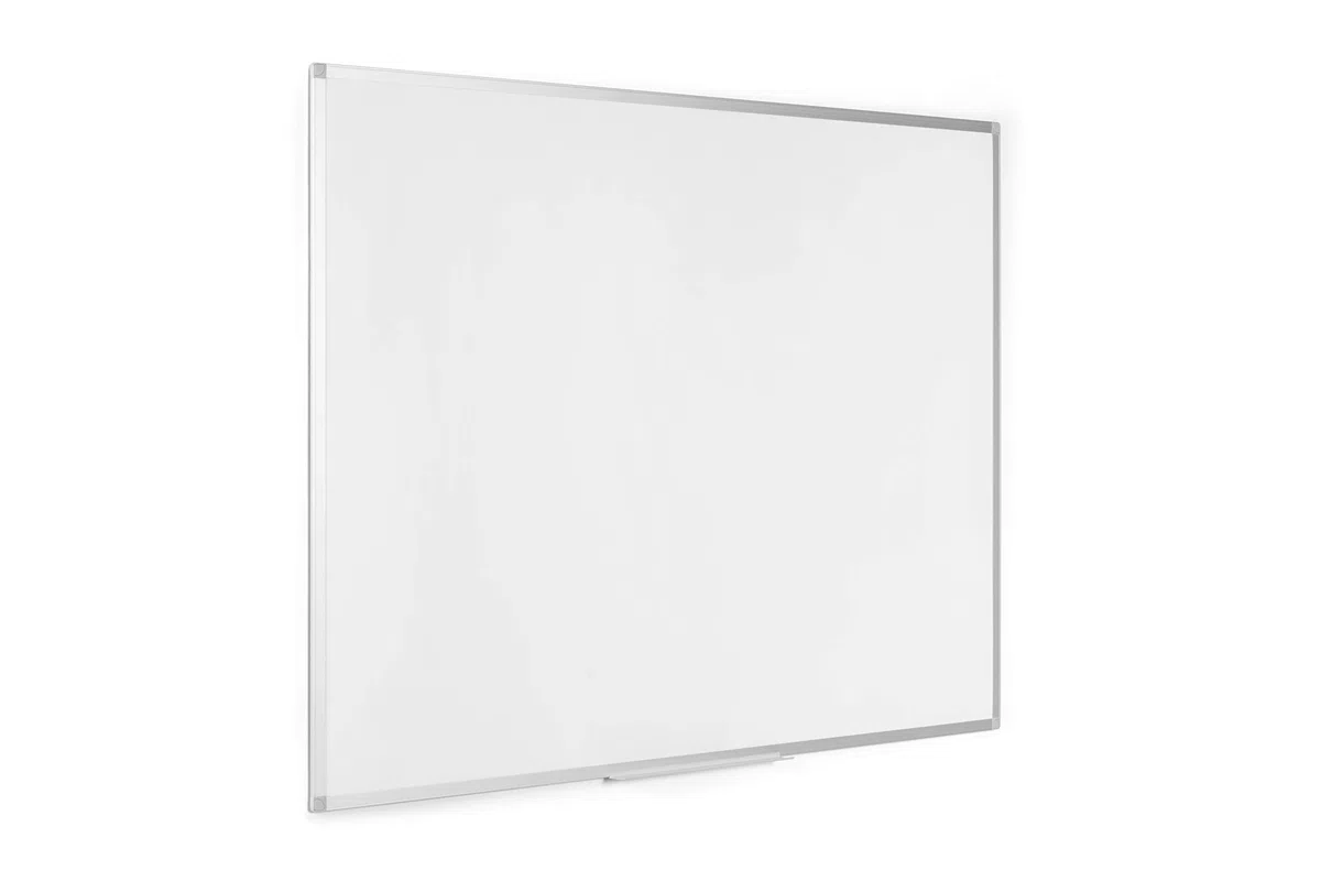 Lavagna Magnetica Bianca, 120 x 90 cm, Lavagna Cancellabile A Secco Con Cornice Sottile In Alluminio Anodizzato, Superficie In Acciaio Laccato