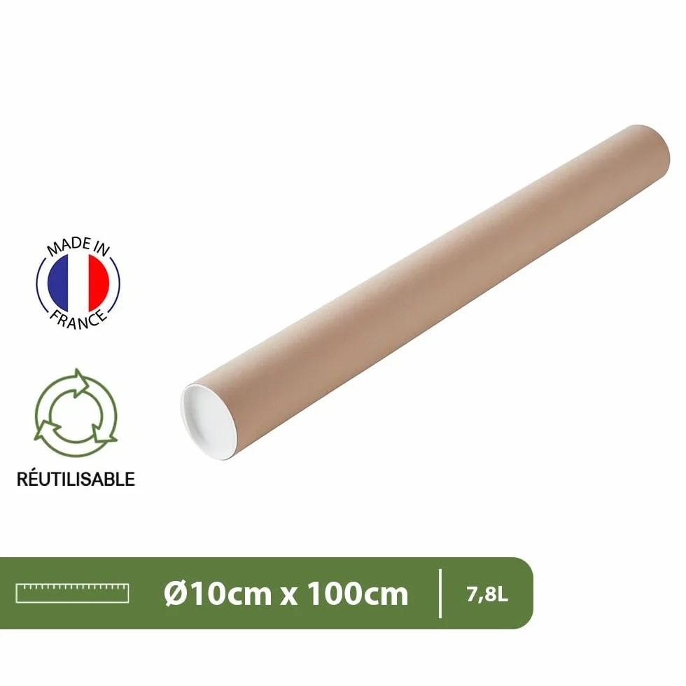 Pack and Move - Confezione da 10 tubi per spedizioni e imballaggi - ø10 x 100 cm - per poster e poster - Con cappuccio