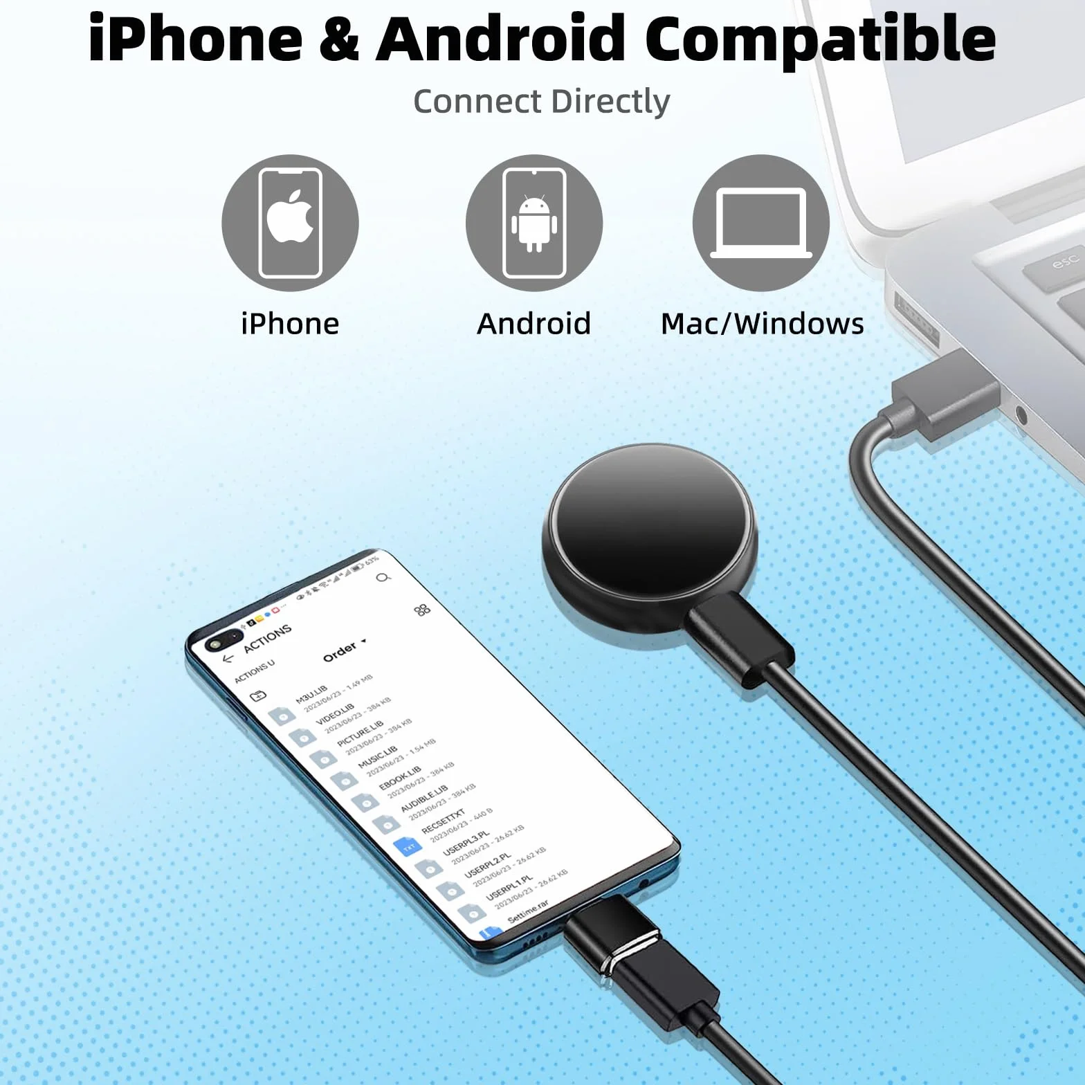 Hinne Mini registratore vocale 64GB, attivazione vocale, registrazione continua 800 ore, interfaccia audio 3,5 mm