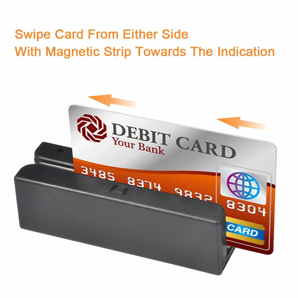 Lettore di schede magnetiche, MSR90 USB Lettore di schede a banda magnetica, 3 tracce Mini Mag Hi-Co Swiper, per POS, Banking, Loyalty, Controllo Accessi, verifica ID