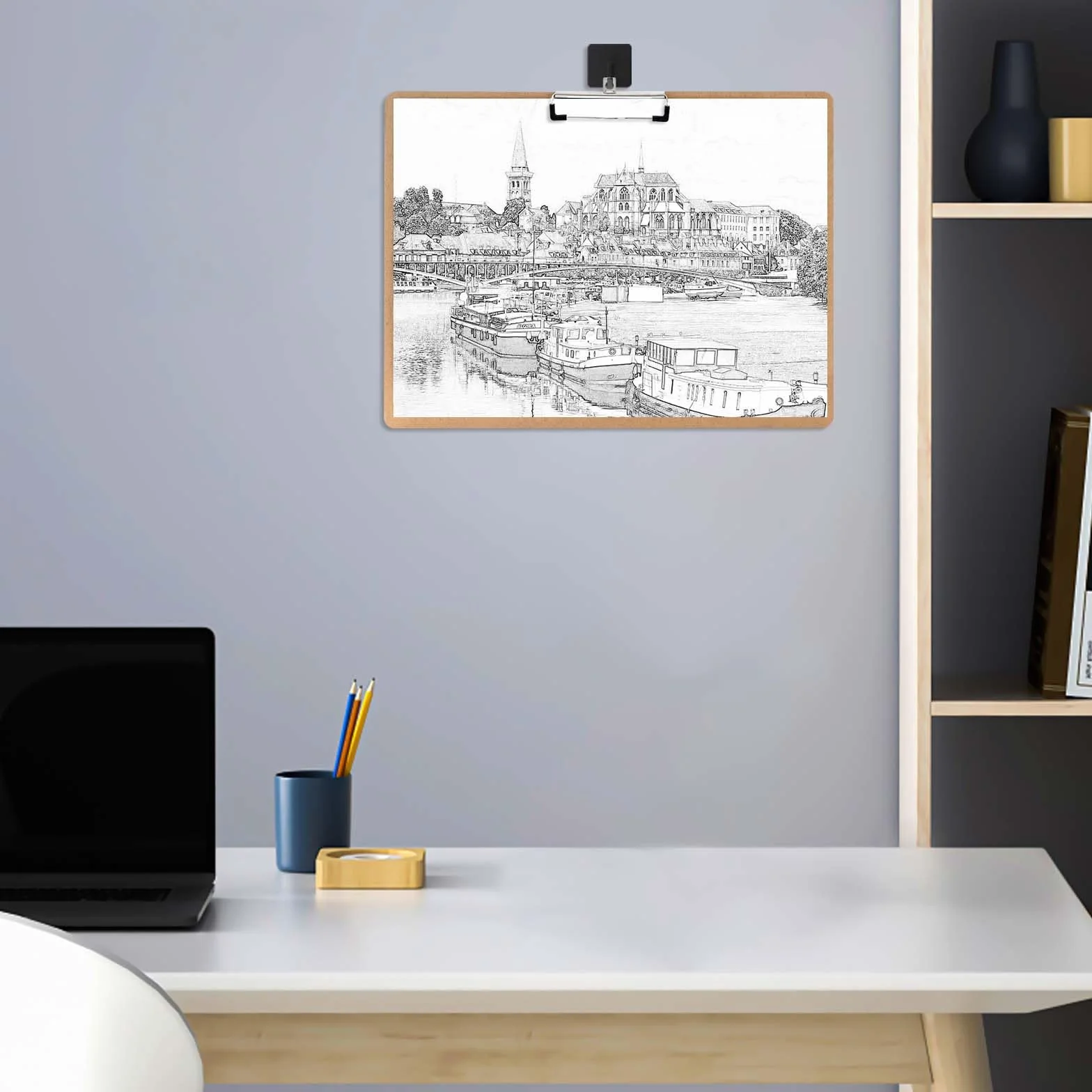 Grande Portablocco A3 in Legno, 2 Pezzi, Versione Orizzontale, Realizzato in MDF, per Scrivere, Disegnare, Dipingere e fare Schizzi a Scuola, a casa, all'aperto