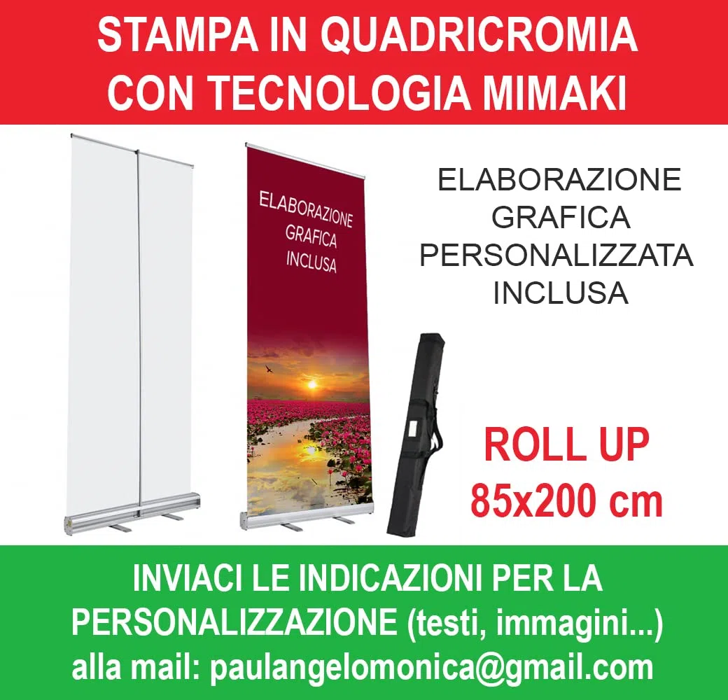 Roll Up Espositore - Rollup Pubblicitario - 85x200 cm - Banner Grafica Inclusa