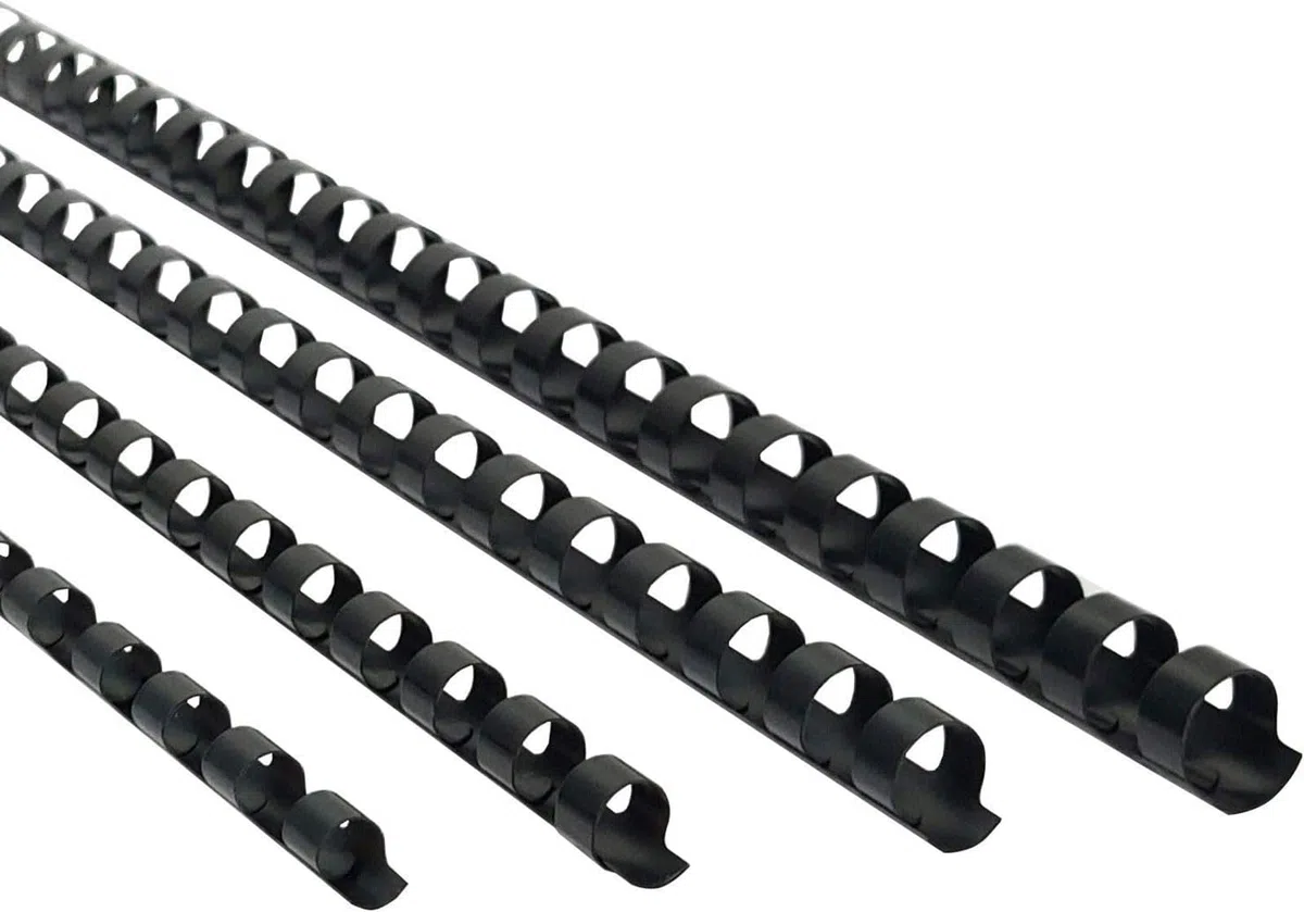 RAYSON Dorsi Plastici per Rilegatura Miste Dimensioni, 6mm/8mm/10mm/12mm, 25 Pezzi per Misura, Capacità di Rilegatura 20-90 Fogli, A4, Nero, Confezione da 100