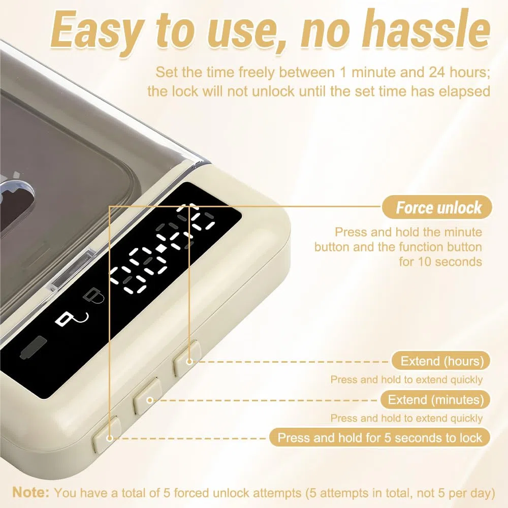 Scatola con Timer di Blocco, SGZIOO Phone Locker Box per Android/iPhone(Max 6,7 Pollici), Prevenire la Dipendenza per Bambini, Studenti e Adulti