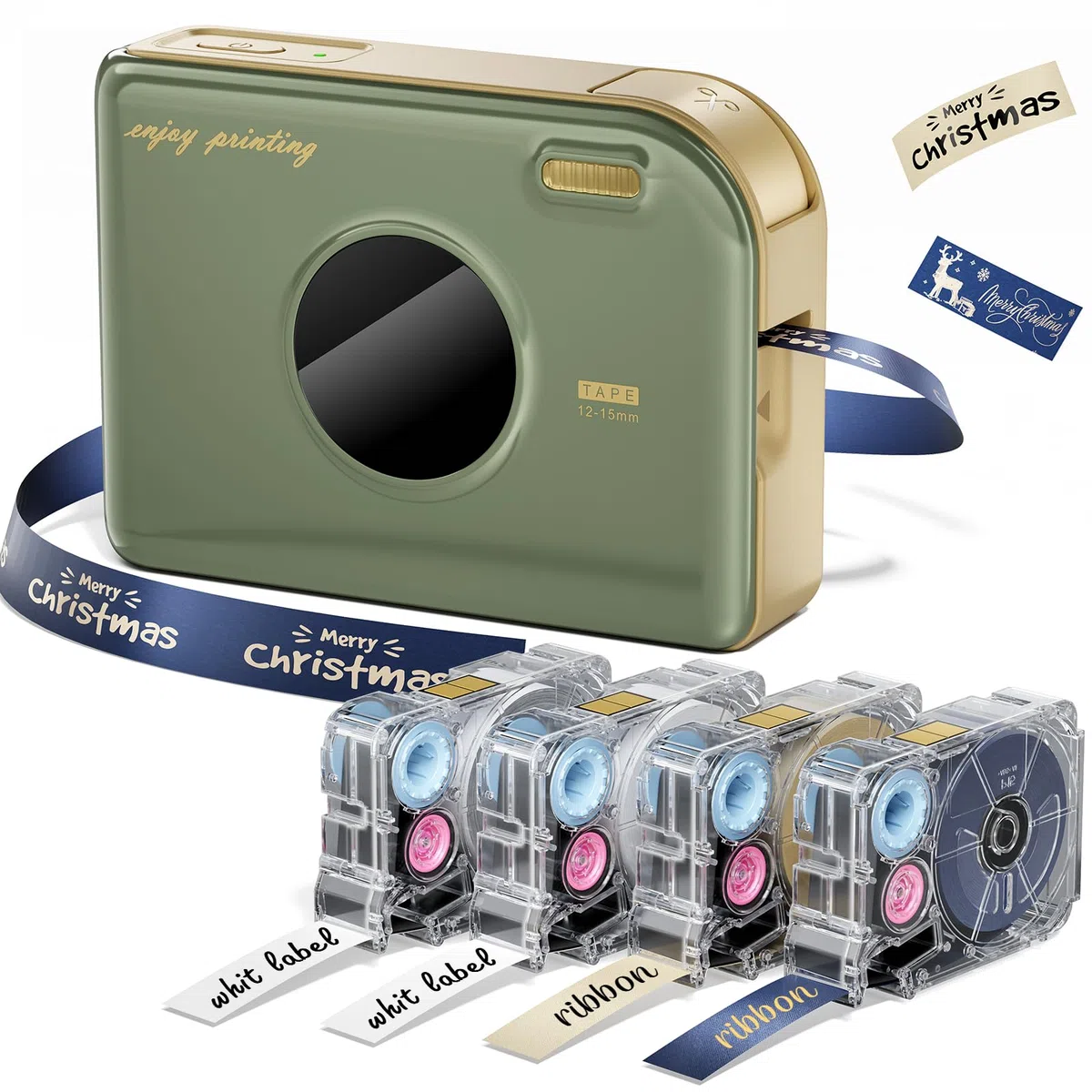 Phomemo A30 Etichettatrice Etichette Adesive, Stampante Portatile Bluetooth Termica | Stampa Etichette Adesive Personalizzate, Compatibile con iOS/Android/PC, 4 Rotolo Incluso, Verde Retrò