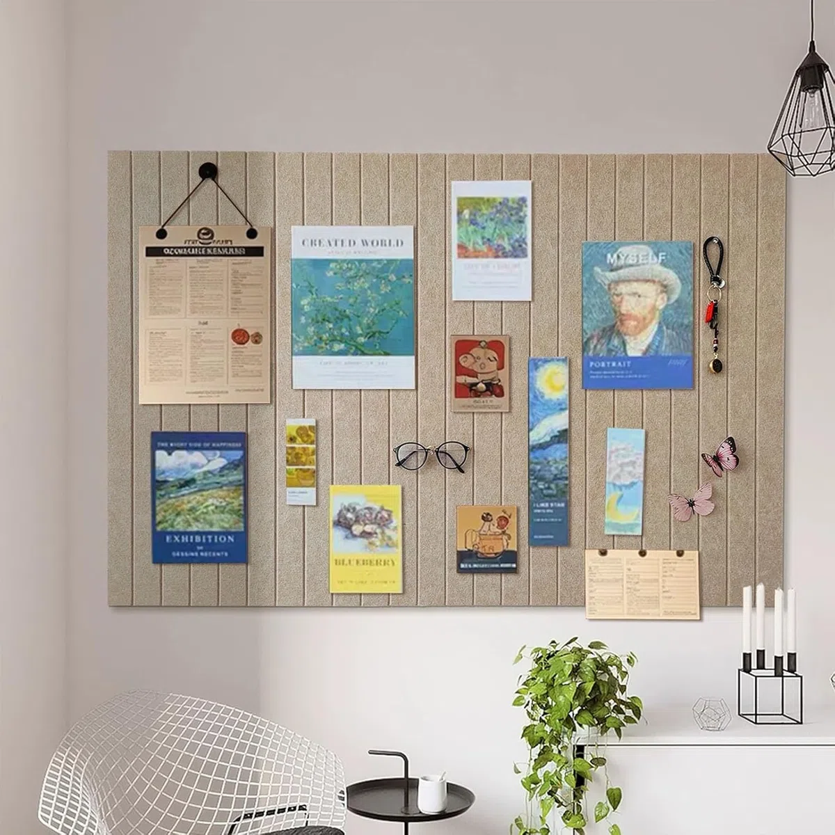 Grande lavagna da 90x60cm, grande tavola di sughero, spessa 0,9cm, decorativa parete di sughero in feltro, tavola per foto pieghevole con nastro adesivo autoadesivo, feltro autoadesivo visionboard