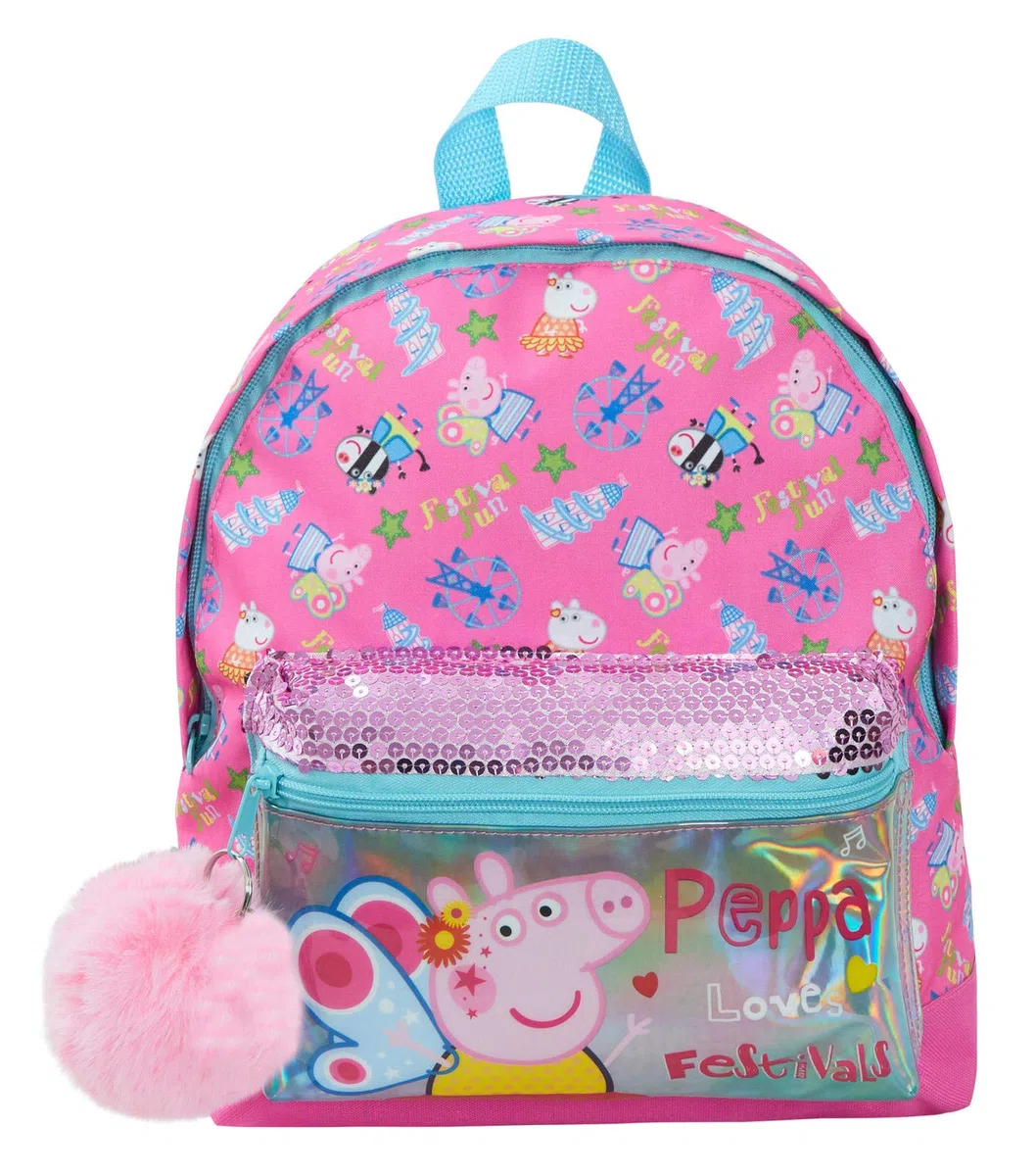 Zaino Peppa Pig Lusso Paillettes Zaino per Ragazze Rosa Scuola Borsa Pranzo per Bambini