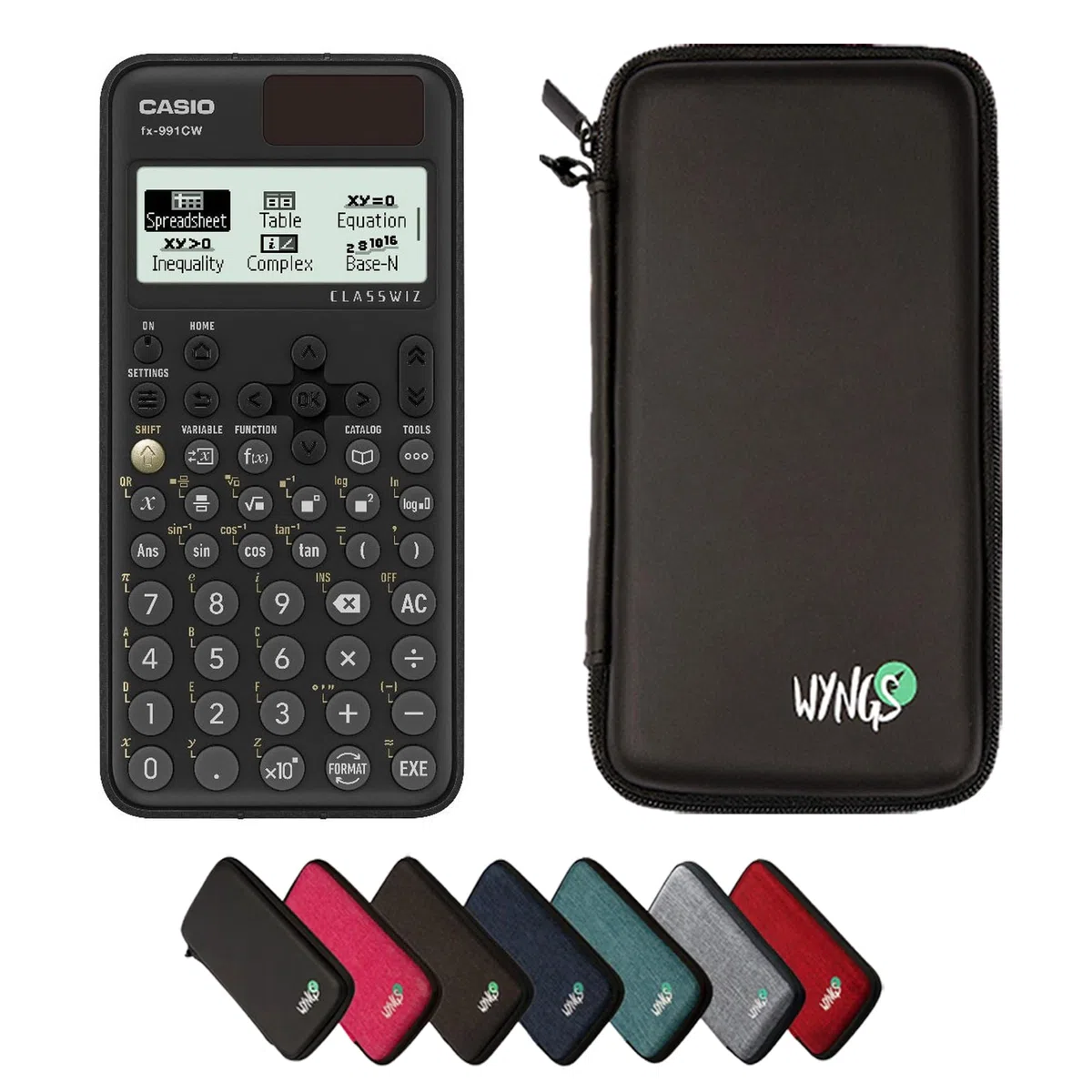 Casio fx-991CW ClassWiz con Custodia Protettiva WYNGS inclusa Nero - Calcolatrice Scientifica - Pacchetto Base
