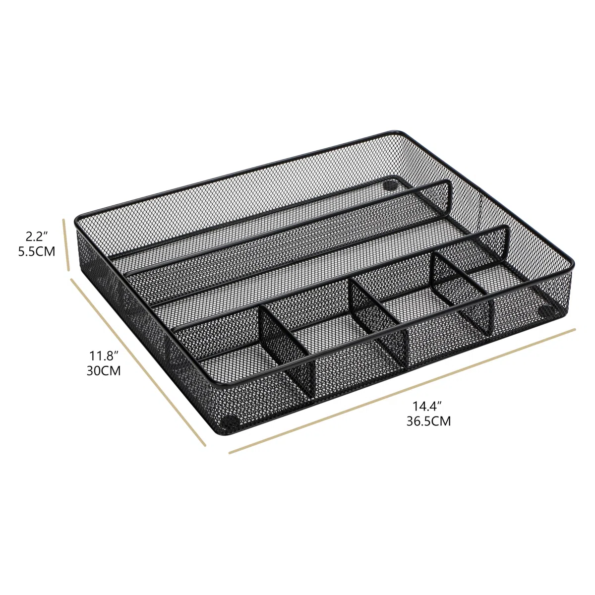 Annova Vassoio organizer per cassetti da scrivania, per organizzazione dell'ufficio, rete metallica, accessori e forniture per ufficio (Black)