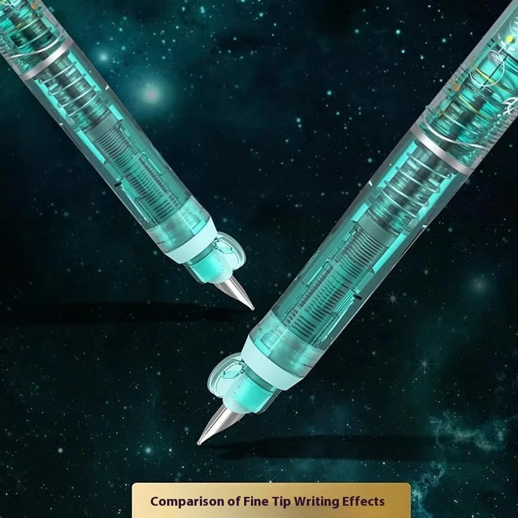 Penna stilografica retrattile Writech Clictek Include 5 cartucce di inchiostro ricaricabili Penne stilografiche retrattili per la scrittura (Blu profondo, Blu cancellabile 1+5+20)