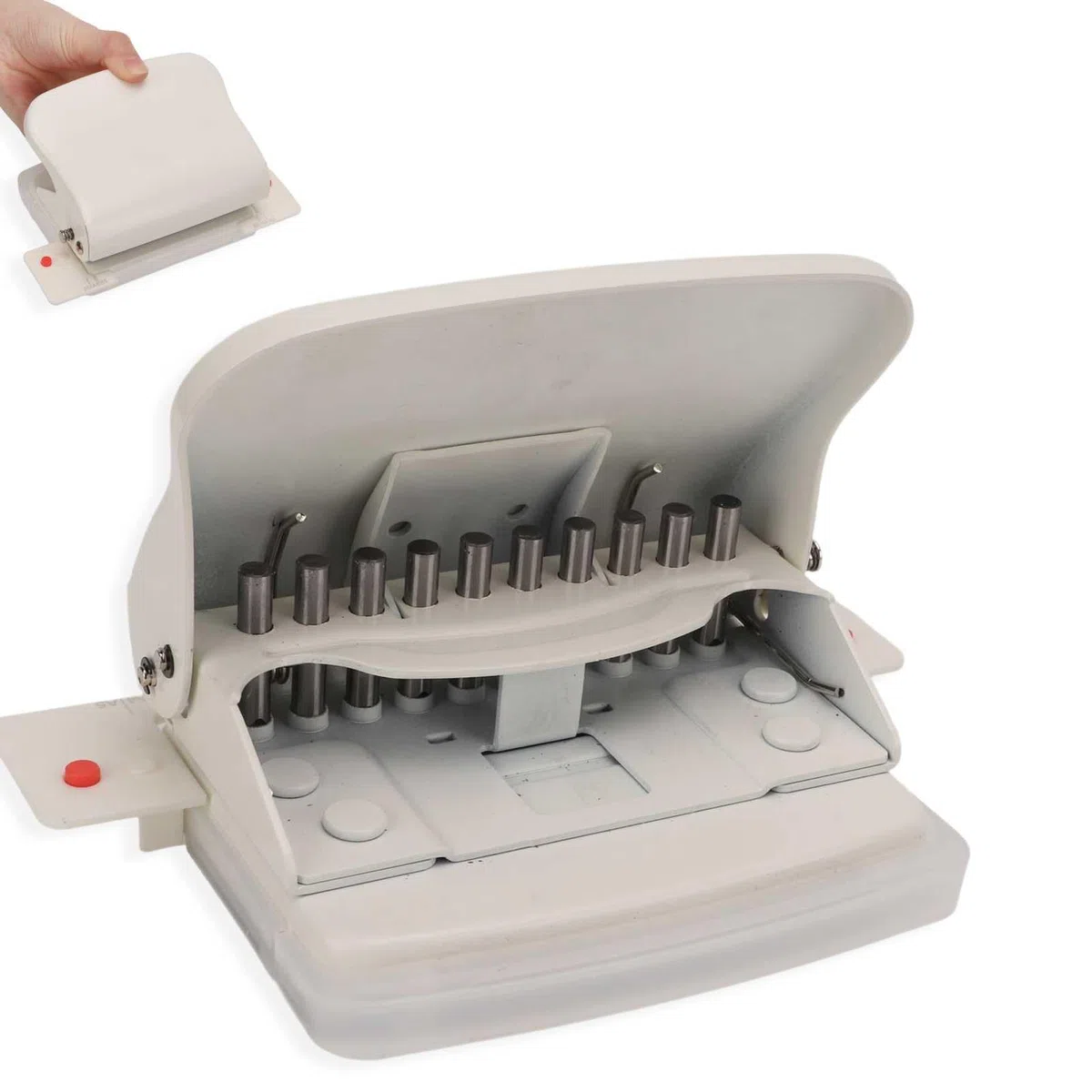 Perforatrice a 10 Fori per Raccoglitore, Perforatrice per Fori Rotondi per Libri a Bobina, Portatile (Bianco)