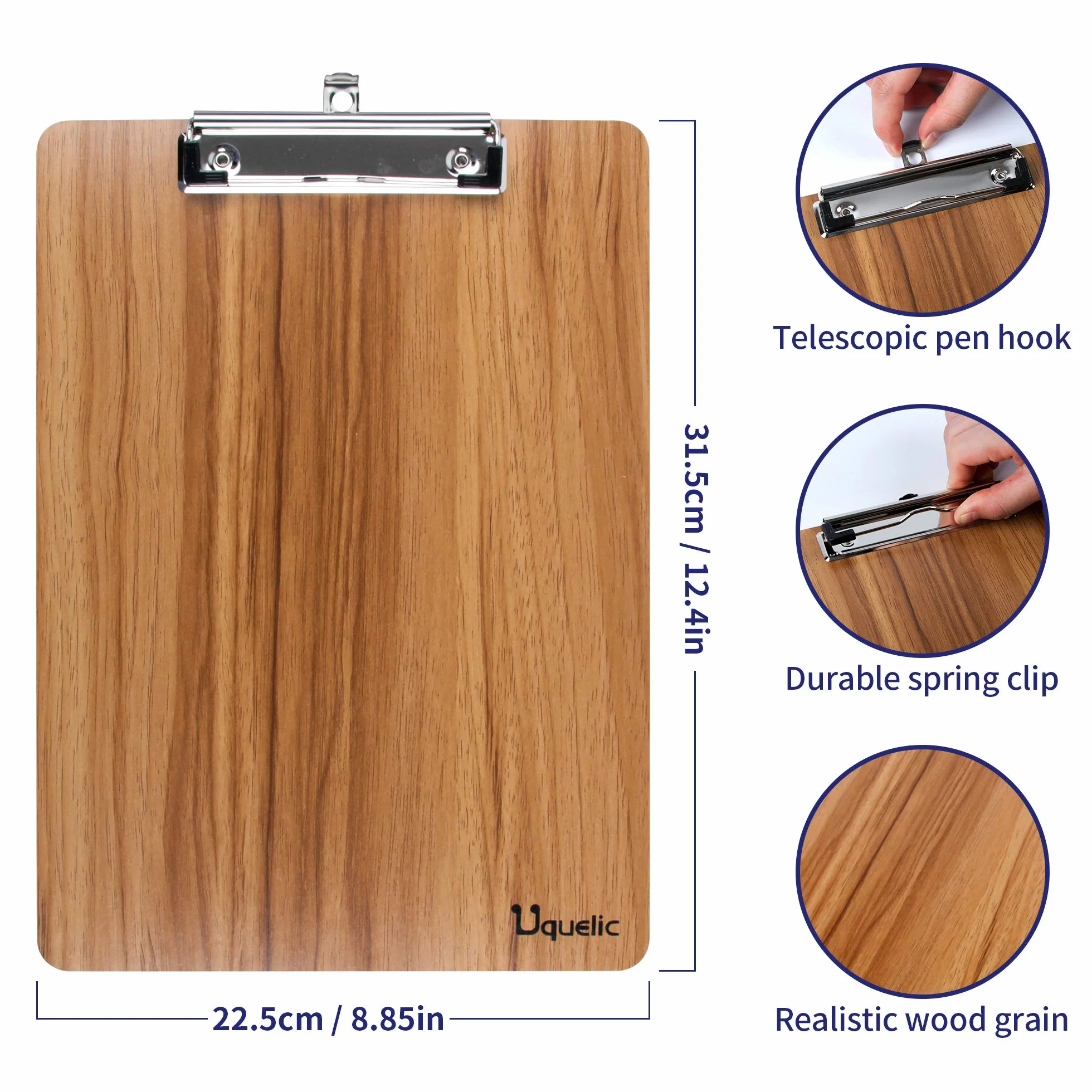 Uquelic 15 Pcs Legno Portablocco Clipboard A4 Menu Board con Clip Robusta e Foro per Appendere
