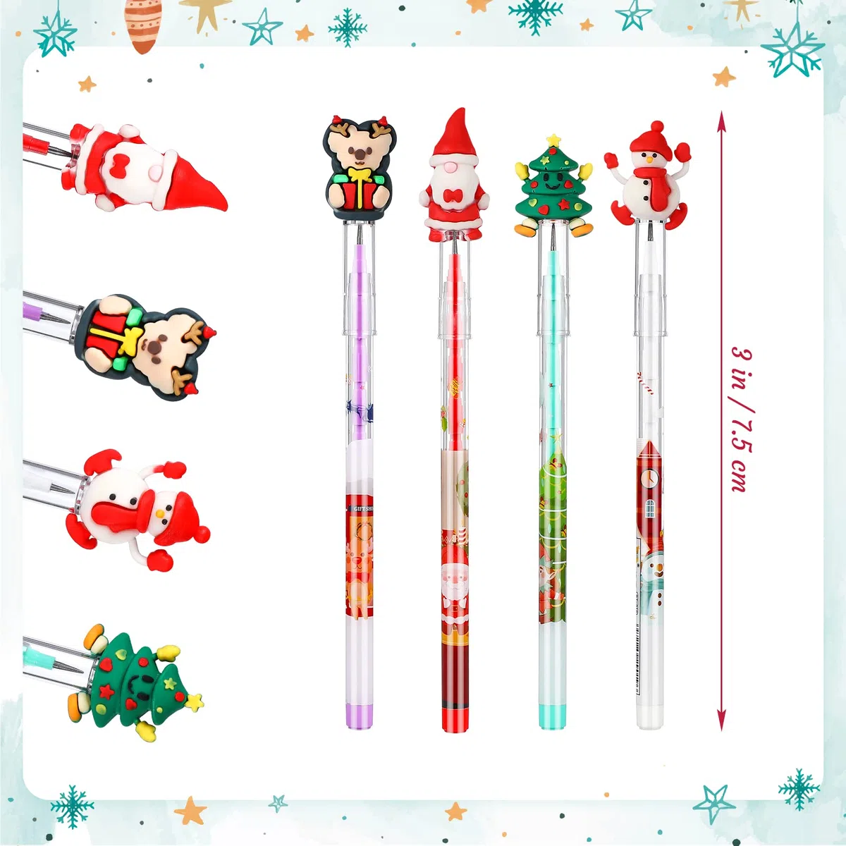 Toyvian 16Pack Matite di Natale Matite Non per Affilare a Punta Impilabile Matita Push Bambini Matita Impilabile Babbo Natale Albero Cervo Pupazzo di Neve di Natale