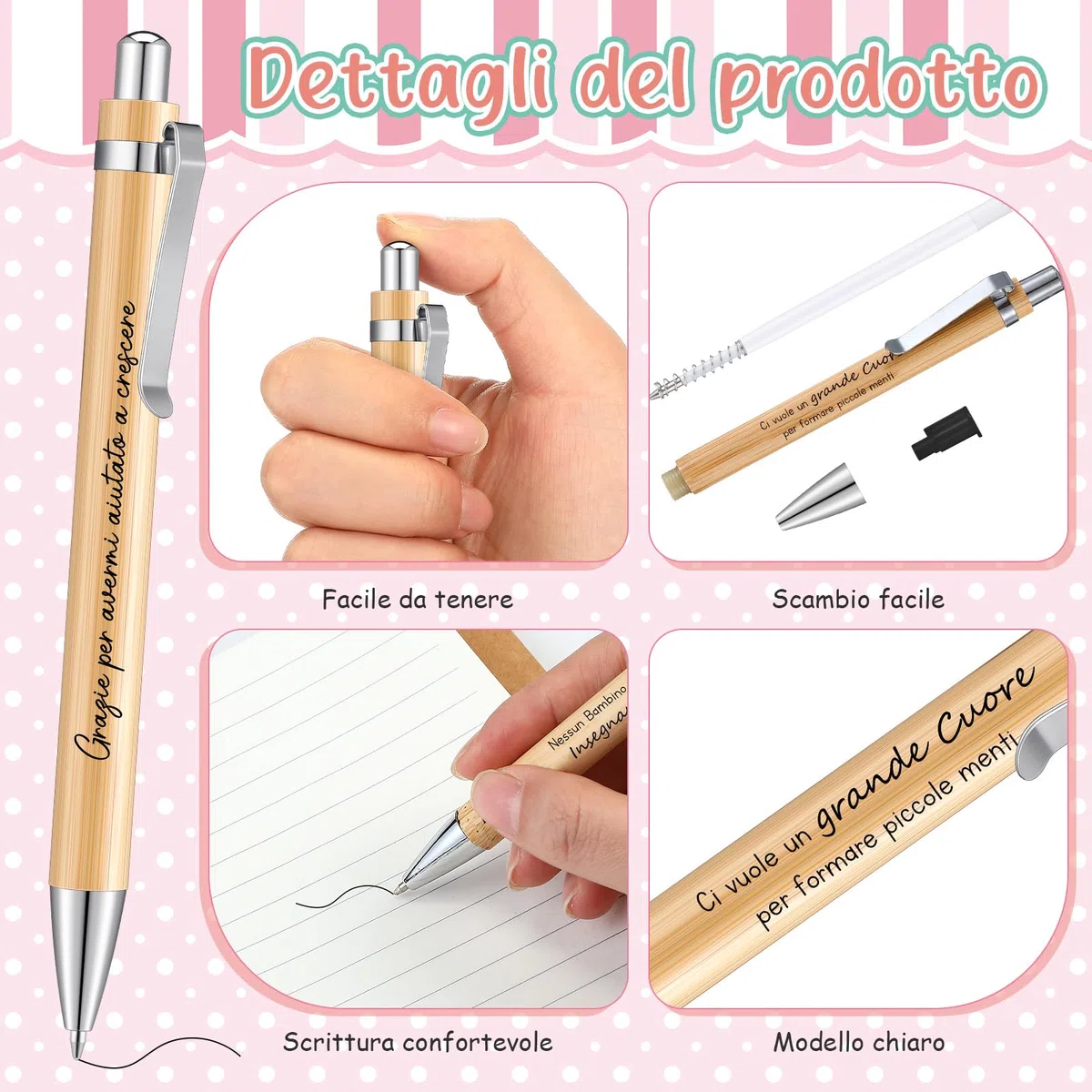 Clabby 6 Sets Regalo Maestre Fine Anno Grazie Maestra Regali di Ringraziamento 6 Segnalibri in Metallo 6 Penne 6 Biglietti di Auguri 6 Busta per Insegnante Laurea Compleanno