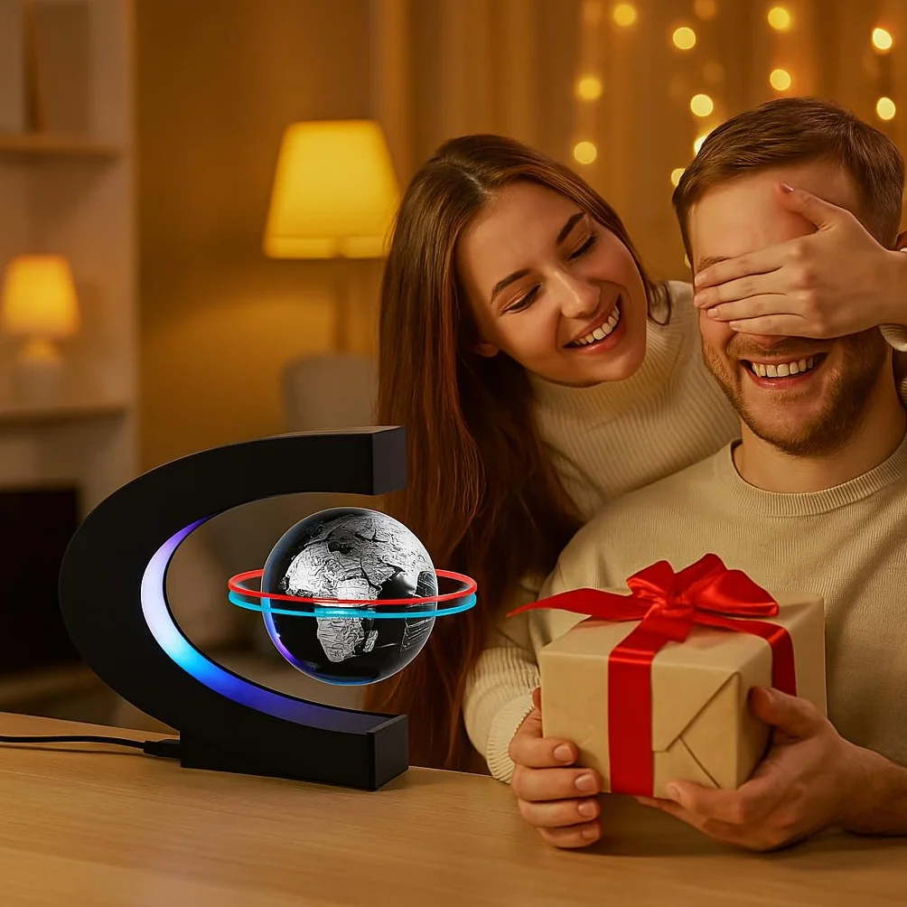 Globo galleggiante a levitazione magnetica con luce LED anti gravità levitante mappa del mondo ufficio casa camera da letto scrivania gadget decorazione unico regalo di compleanno per uomini bambini