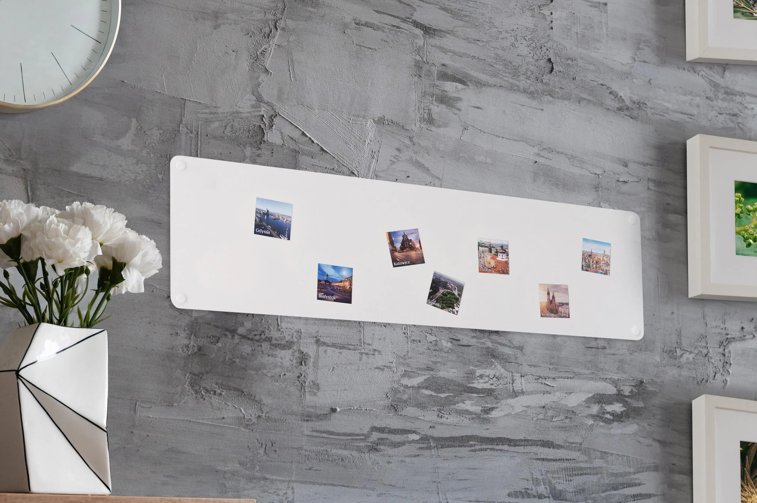 Lavagna Magnetica da Parete in Acciaio Bianca 80x22 cm, White Memo-Board, Pannello Magnetico per Calamite, Lavagna da Cucina, Ufficio, Camera dei Bambini