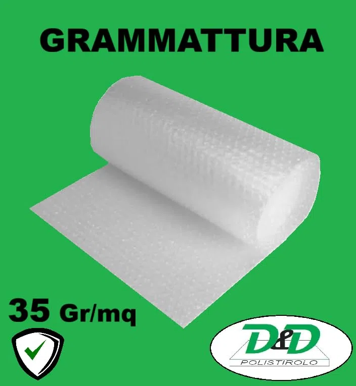D. & D. Polistirolo Pluriball per Imballaggio e Spedizioni – Made in Italy– Bolle Aria per Protezione, Imbottitura, Confezionamento di Oggetti nel Trasporto (H 150 cm x 50 mt/l)