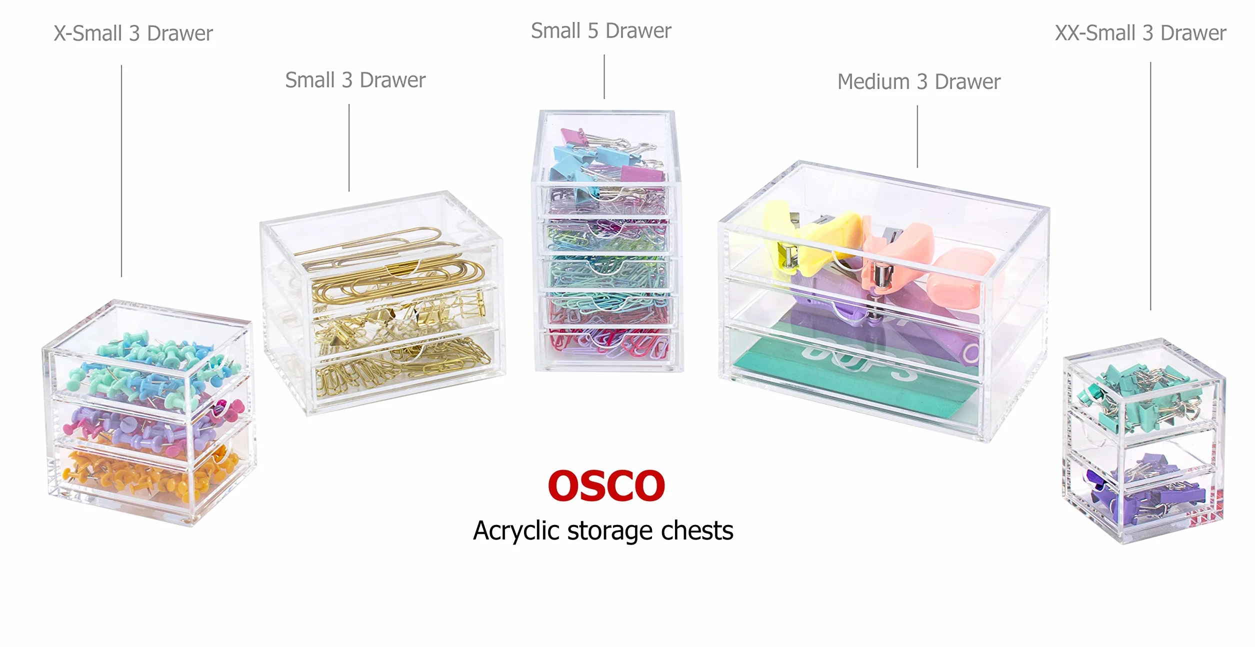 Osco A3276 - Organizador con 3 cajones, acrílico