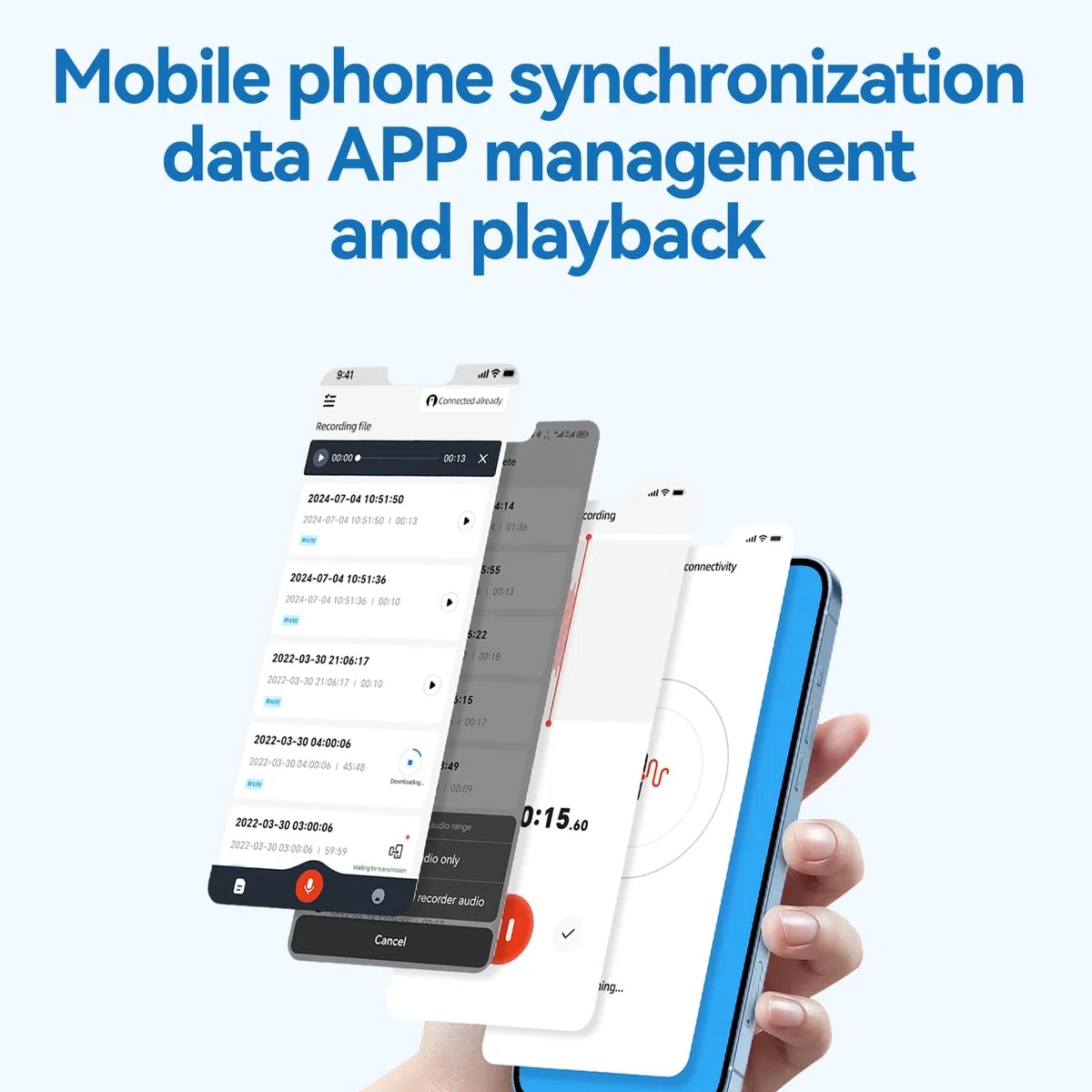 Bisofice Registratore vocale digitale AI 64 GB, supportato da ChatGPT Supporta 60 lingue, trascrizione e traduzione in tempo reale, motore STT intelligente