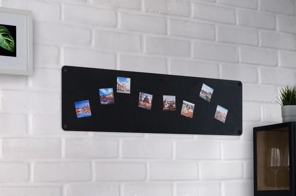 Lavagna Magnetica da Parete in Acciaio Nera 80x22 cm, White Memo-Board, Pannello Magnetico per Calamite, Lavagna da Cucina, Ufficio, Camera dei Bambini
