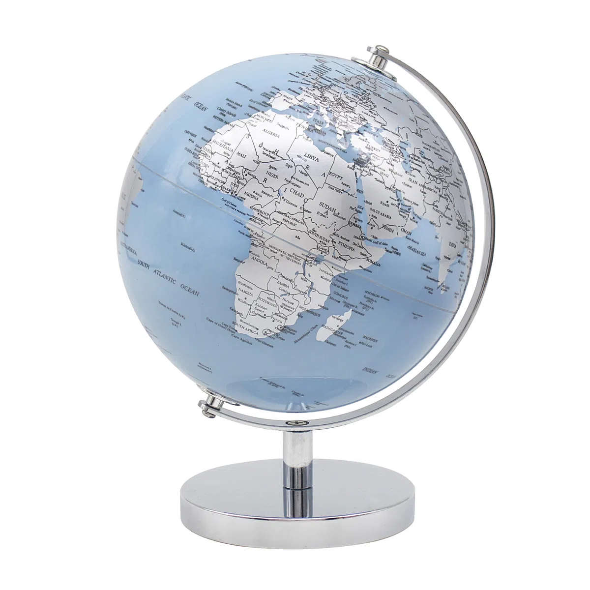 The Leonardo Collection Globo blu e argento 15 cm per casa e ufficio | Mappamondo per bambini e globi del mondo per adulti | Globi di terra per conoscenza e decorazione | Mappa del mondo ideale per