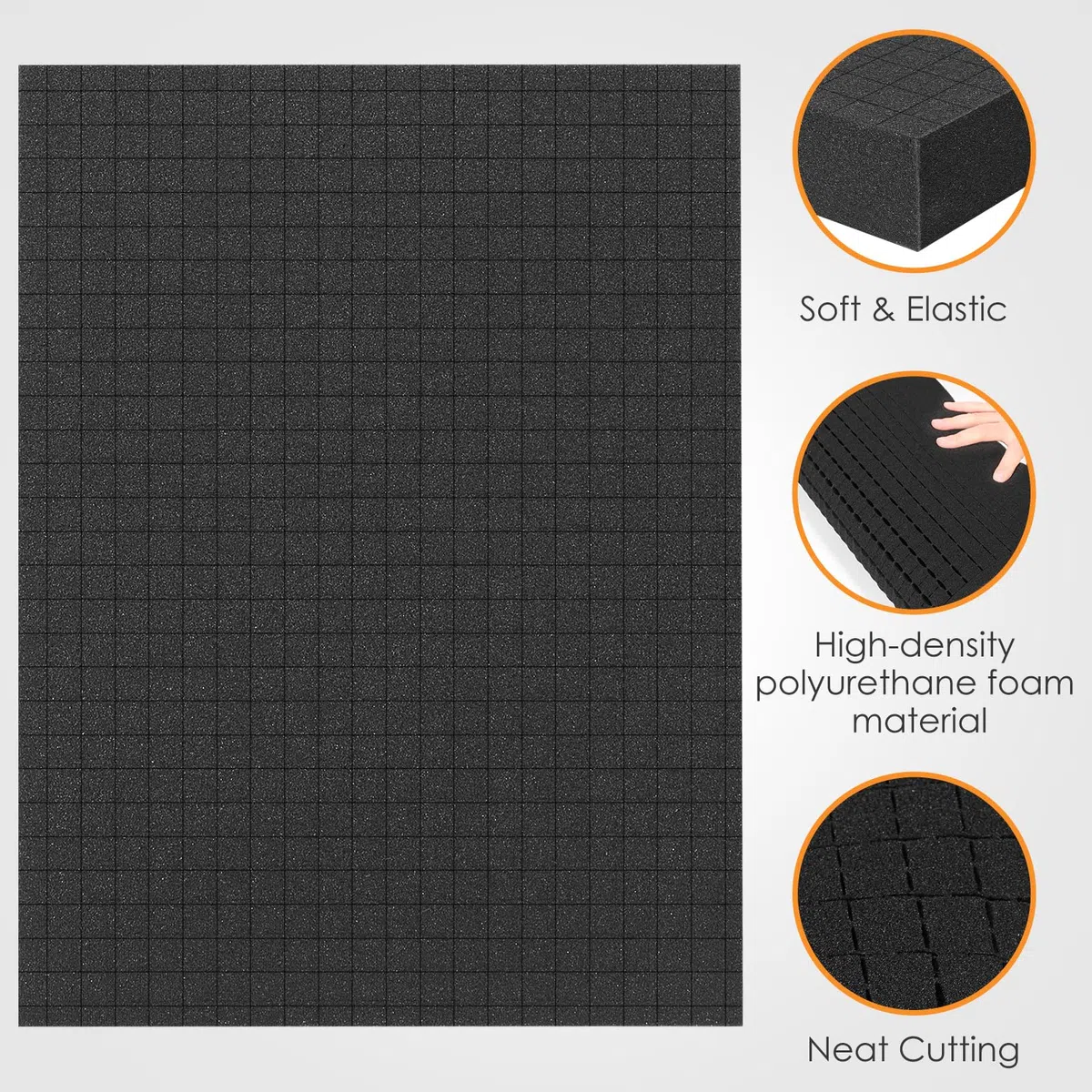 4 pezzi schiuma a forma di cubo in schiuma 400 x 300 x 50 mm, inserto in schiuma per valigetta degli attrezzi, valigetta per il trasporto, inserto in schiuma per valigetta di protezione