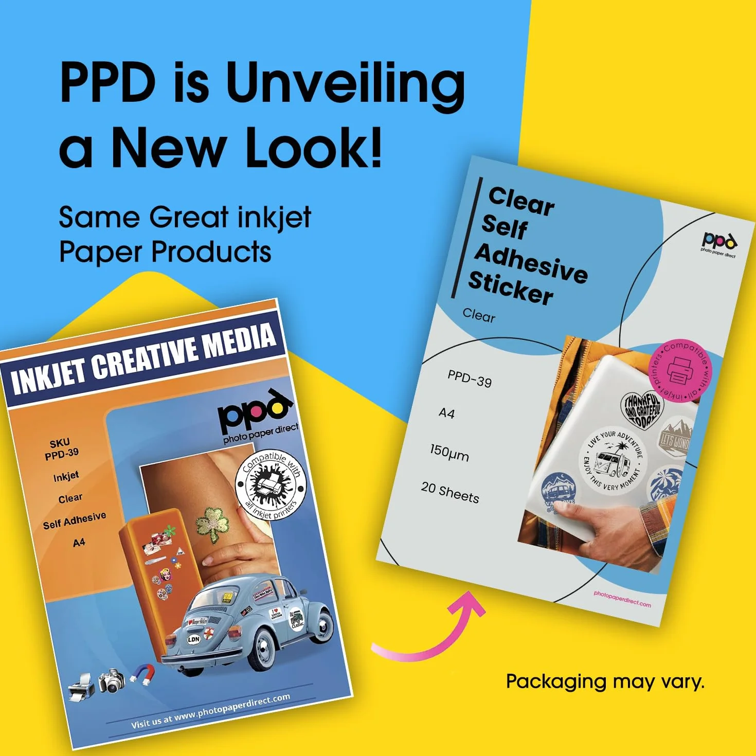 PPD A4 20 Fogli Di Carta Vinile Adesiva Trasparente Per Stampanti Inkjet - PPD-39-20