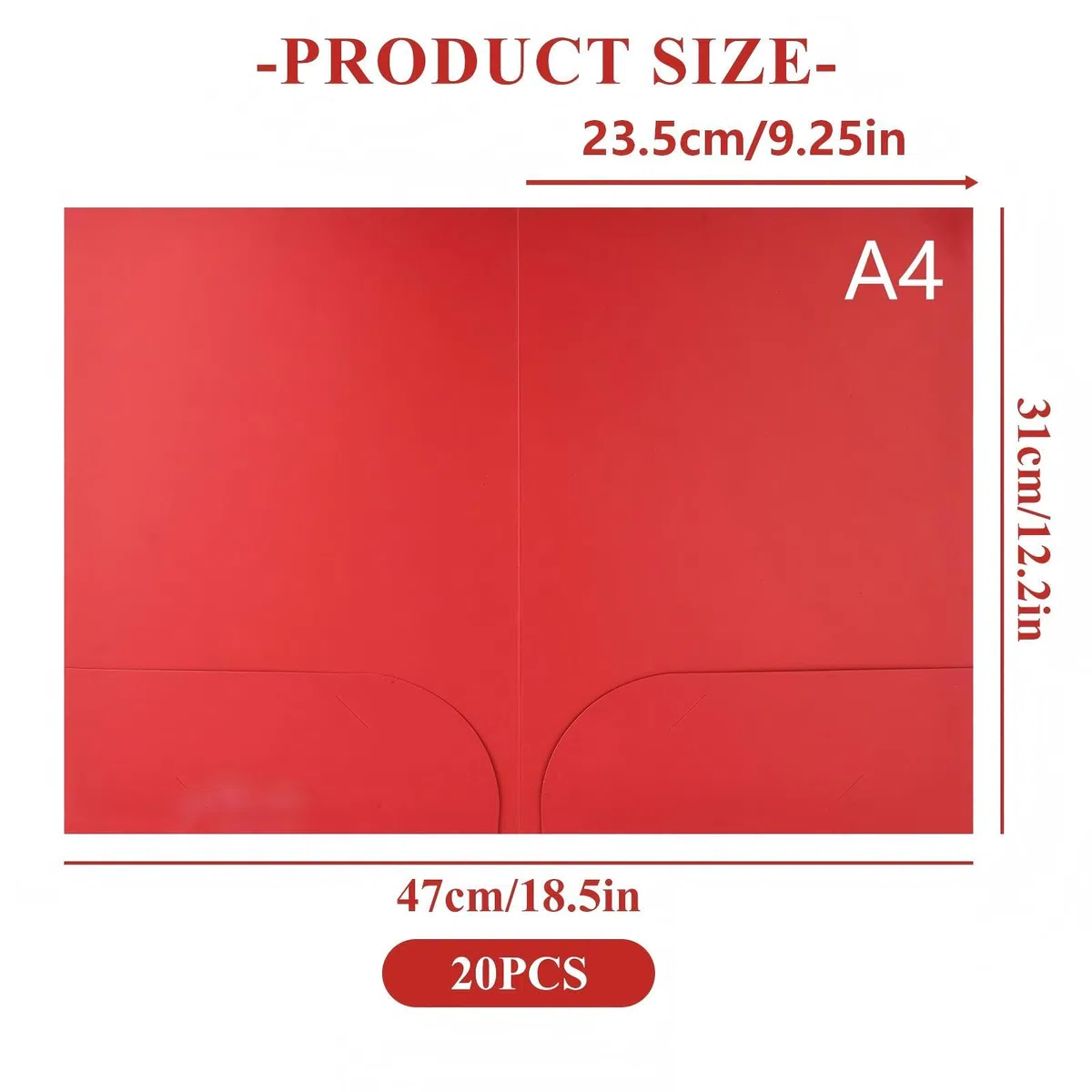 20 Pezzi A4 Cartelline Portadocumenti con 2 Tasche,350gsm Lembi in Cartoncino Cartelline per Riunioni,Cartellette Cartoncino Cartellina Portadocumenti,Cartella di Cartone per Ufficio Scuola (Rosso)