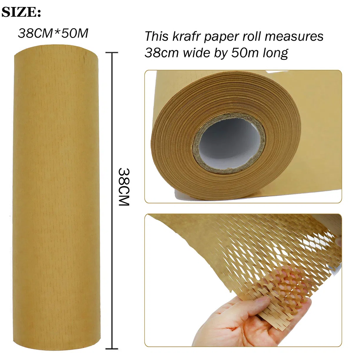 Rotolo di carta da imballaggio Marrone，prodotti ecologici carta kraft rotolo Per la Protezione di Porcellana e oggetti fragili durante il Trasloco (38cm*50m)