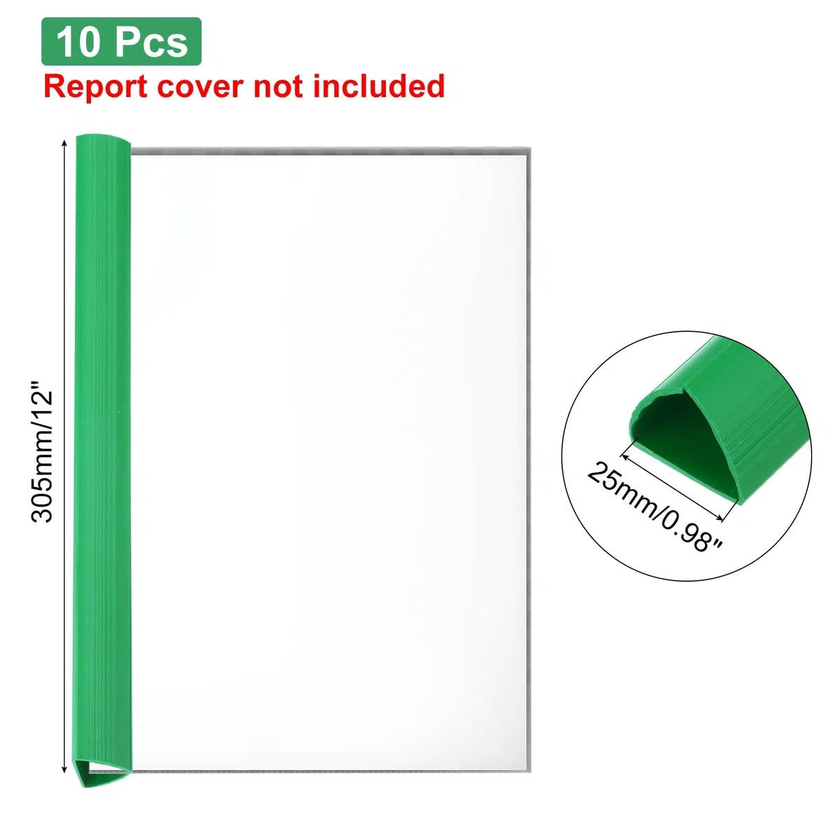 PATIKIL 10pz Barre Rilegatura, 25mm Dorsi Plastici Rilegatura 220 Fogli Capacità Raccoglitore Rapporto Formato A4 Raccoglitore Presentazione Triangolare per Copertina Rapporto, Verde