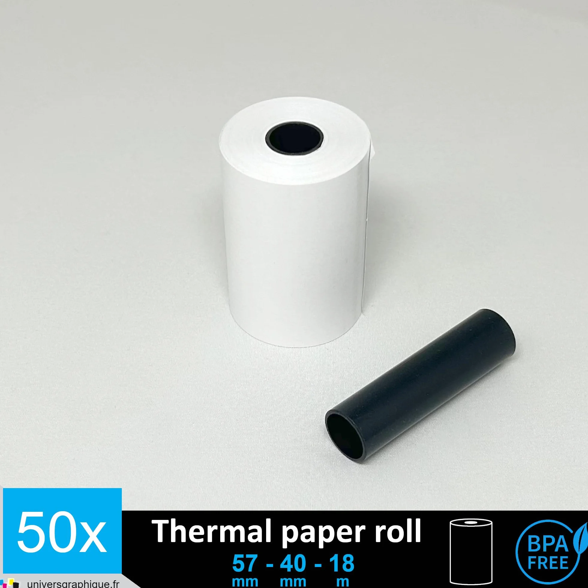 50 Rotoli di Carta Termica 57 x 40 mm per Stampare Scontrini Carta Bianca di Alta Qualità
