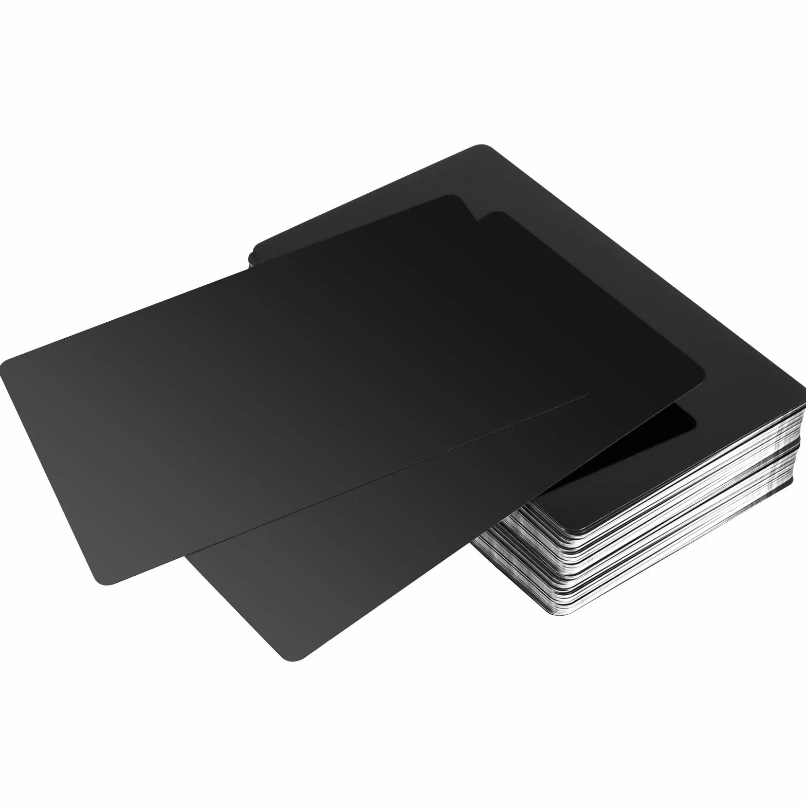 150 biglietti da visita in metallo da 0,21 mm, colore nero, con incisione a laser, in alluminio, per incisione, per casa, ufficio, clienti, fai da te, 86 x 54 mm, 3,4 x 2,13 pollici