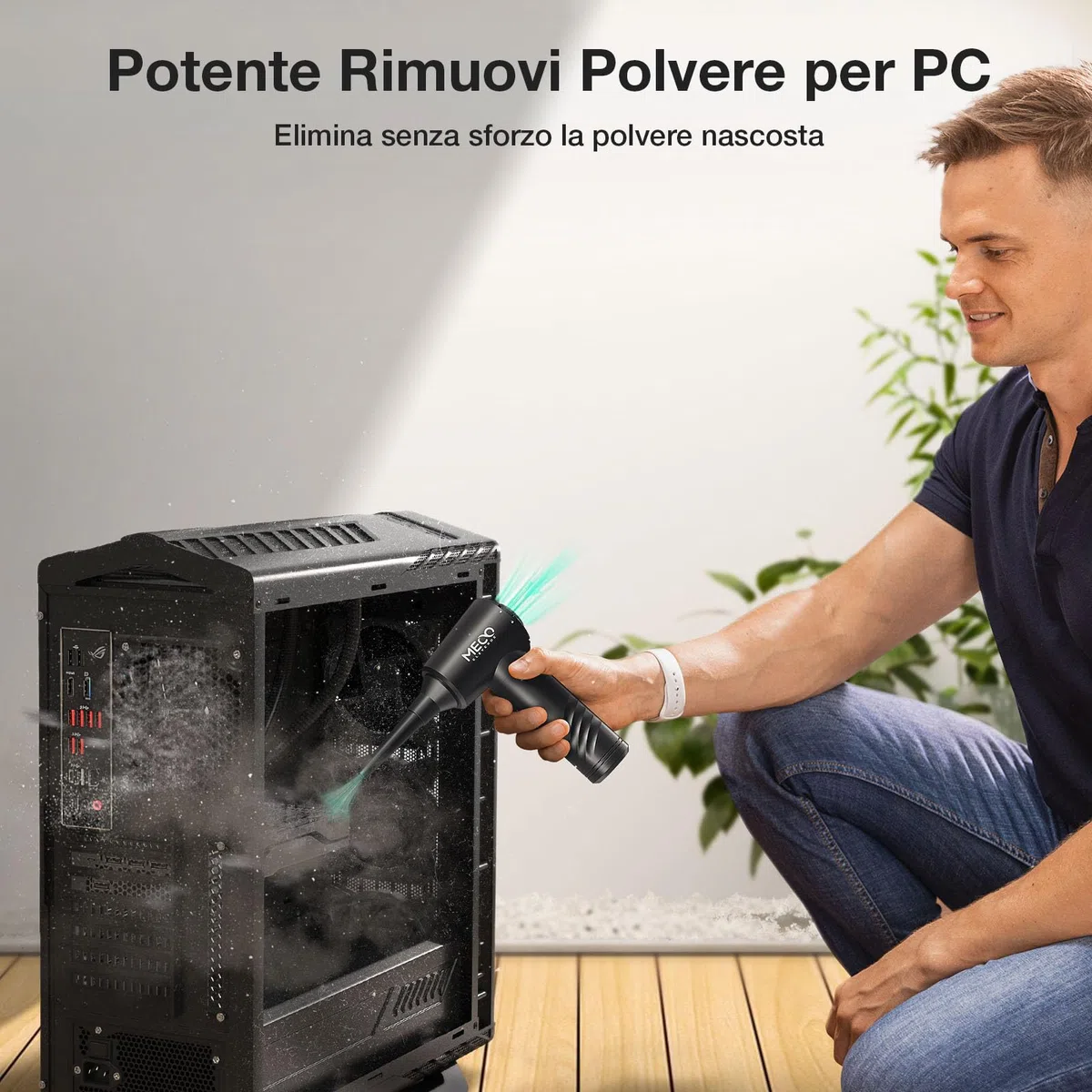 MECO ELEVERDE 2 in 1 Aspirapolvere Per Computer, 100000 Giri/Min Elettrico Rimuovi Polvere Aria Compressa Senza Fili, 3 Velocità Soffiatore Portatile, 10Kpa Aria Compressa Spray PC, Auto, Verde
