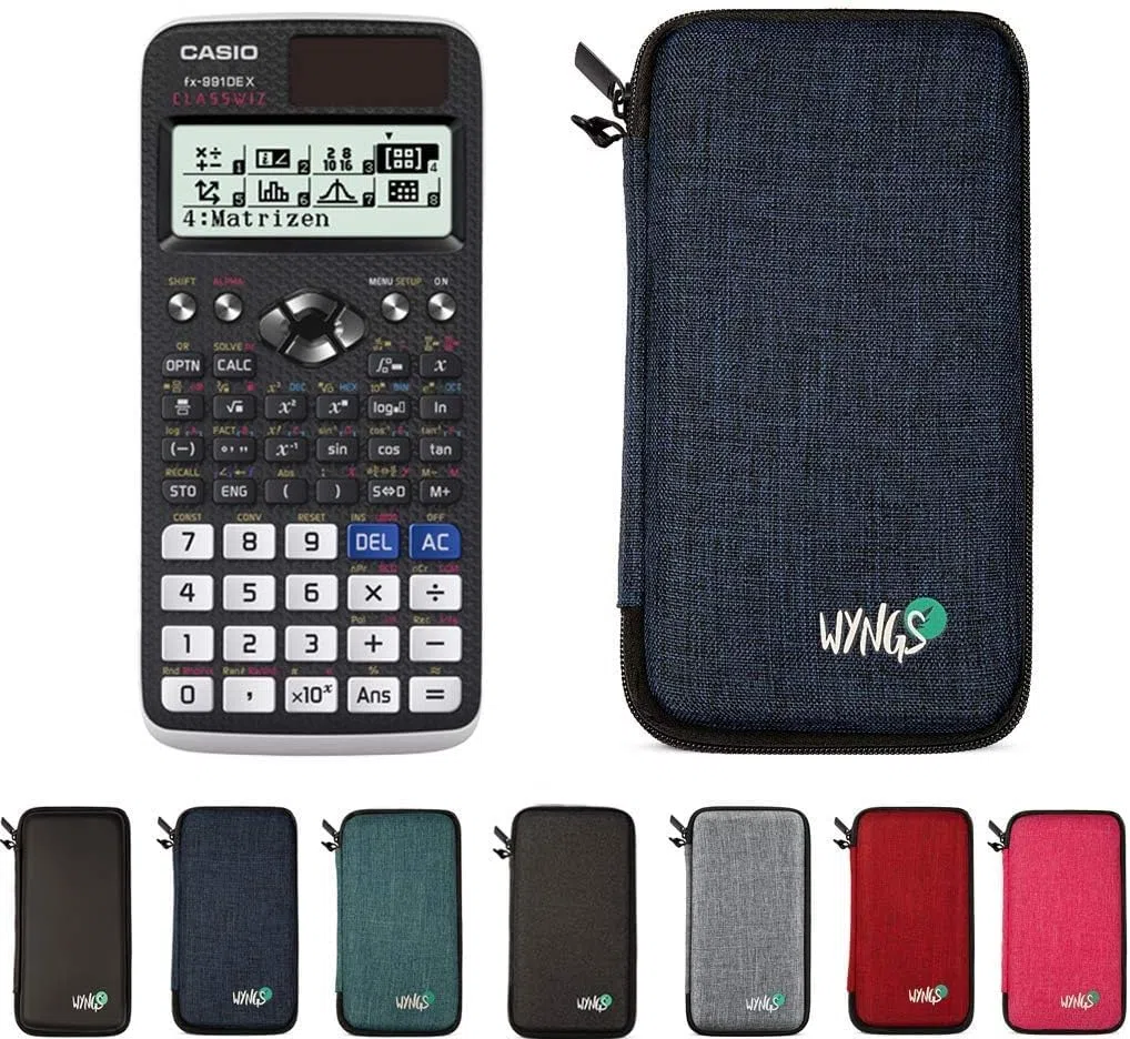 Casio fx-991DE X Classwiz con Custodia Protettiva WYNGS inclusa Blu - Calcolatrice Scientifica - Pacchetto Base (Tedesco)