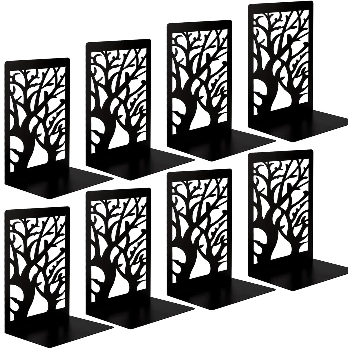 4 paia fermalibri metallo decorativo, antiscivolo per bambini, casa, ufficio, biblioteca, scuola, nero
