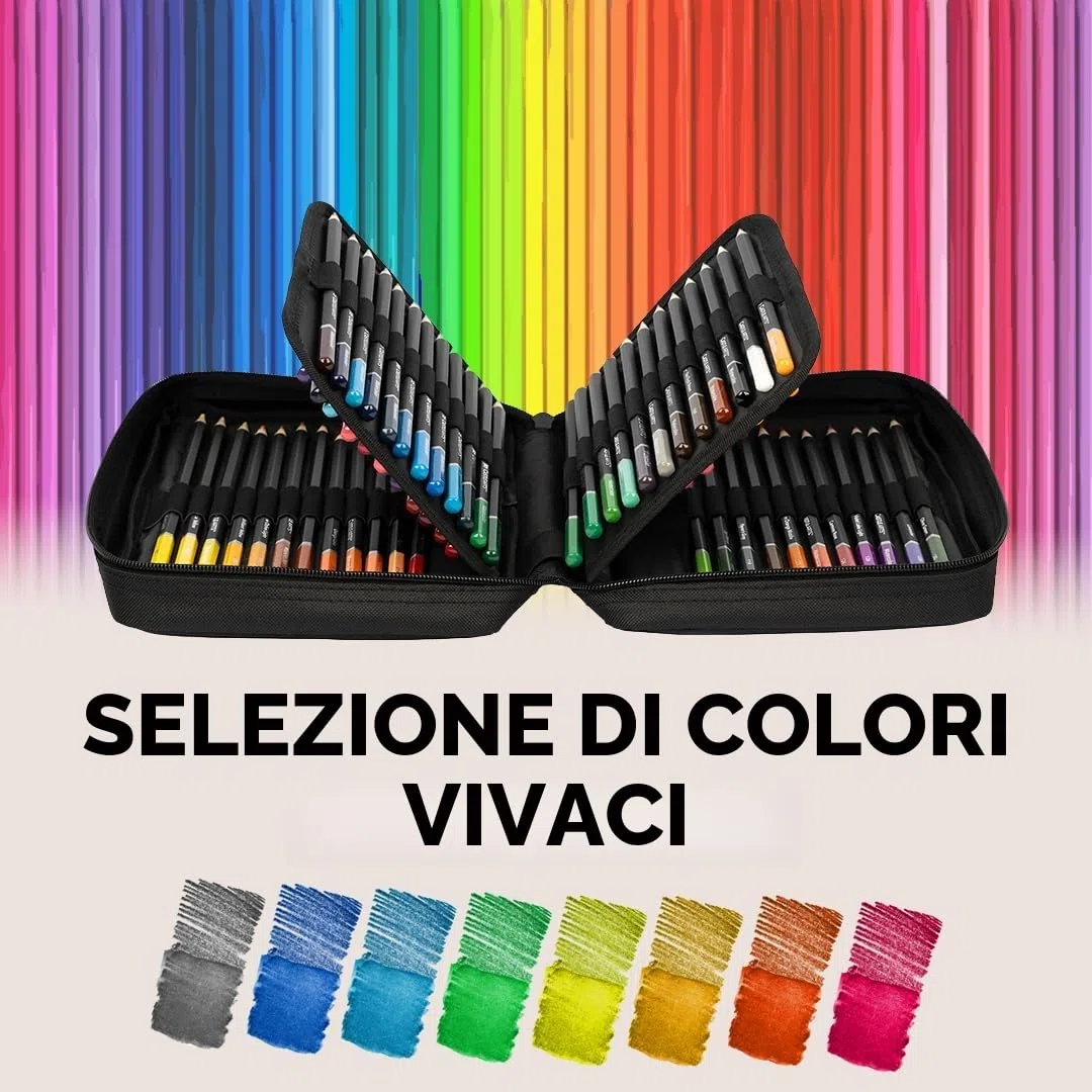 Castle Art Supplies Set 72 Matite Acquerellabili in Custodia Cernierata | Pigmenti Vibranti per Mescolanze, Disegni e Dipinti | Per Professionisti e Hobbisti Adulti | In Custodia da Viaggio in Tessuto