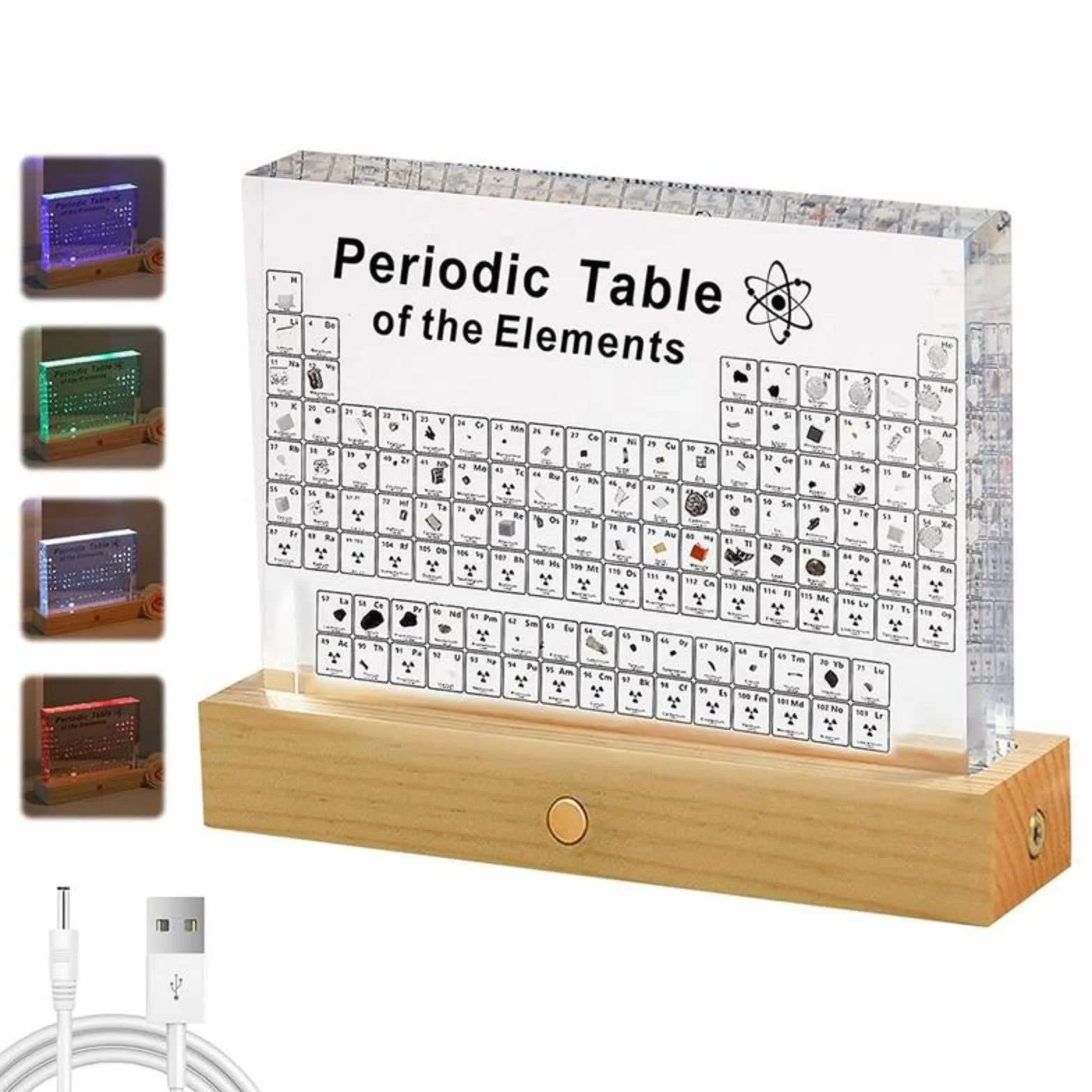 Tavola Periodica con 83 Elementi Reali & 7 colori LED Elementi acrilico a 3 strati Tavola periodica Poster Tavola Periodica degli Elementi per Studenti, Insegnanti, Regali, Artigianato, Home Decor