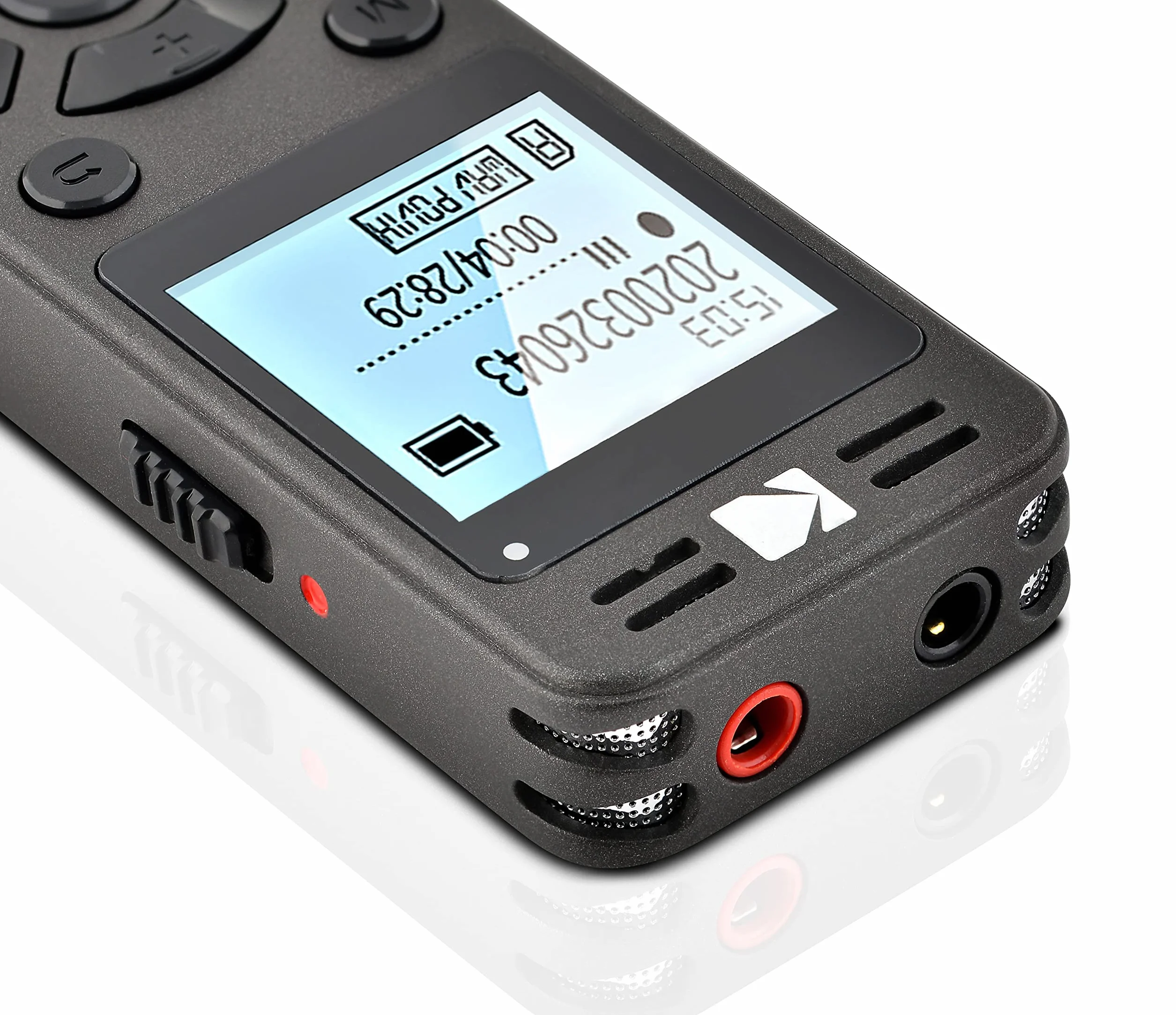 Kodak VRC350 - Registratore vocale ad alta intensità, mini registratore vocale ricaricabile con controllo vocale, batteria al litio, lettore MP3 e dispositivo di ascolto