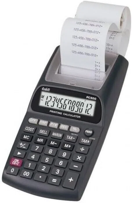 SQUADO Calcolatrice Stampa Scontrini Non Fiscali Per Uffici e Aziende, display LCD a 12 cifre per aziende Nera