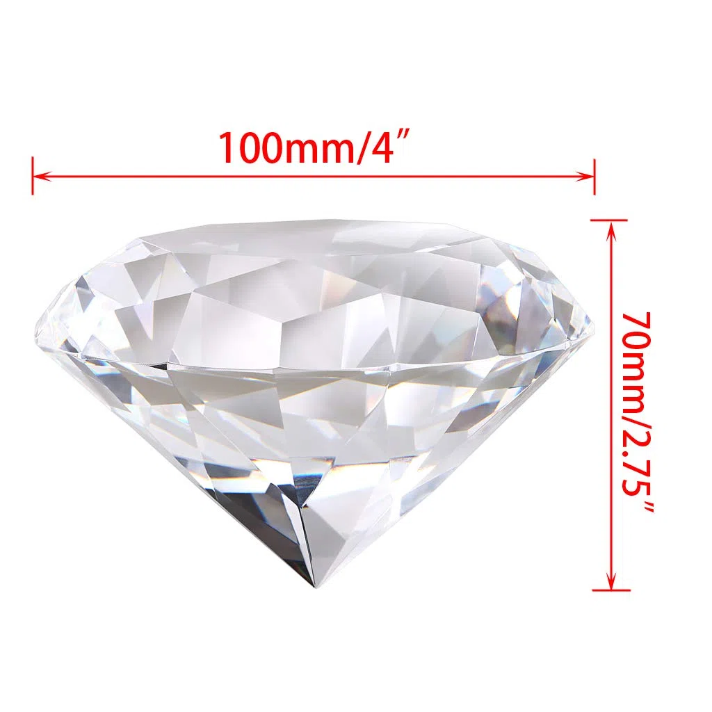 BSTKEY Fermacarte in cristallo diamante, ornamento vetro, decorazione foto, feste nozze, riflessi sole (100 mm)