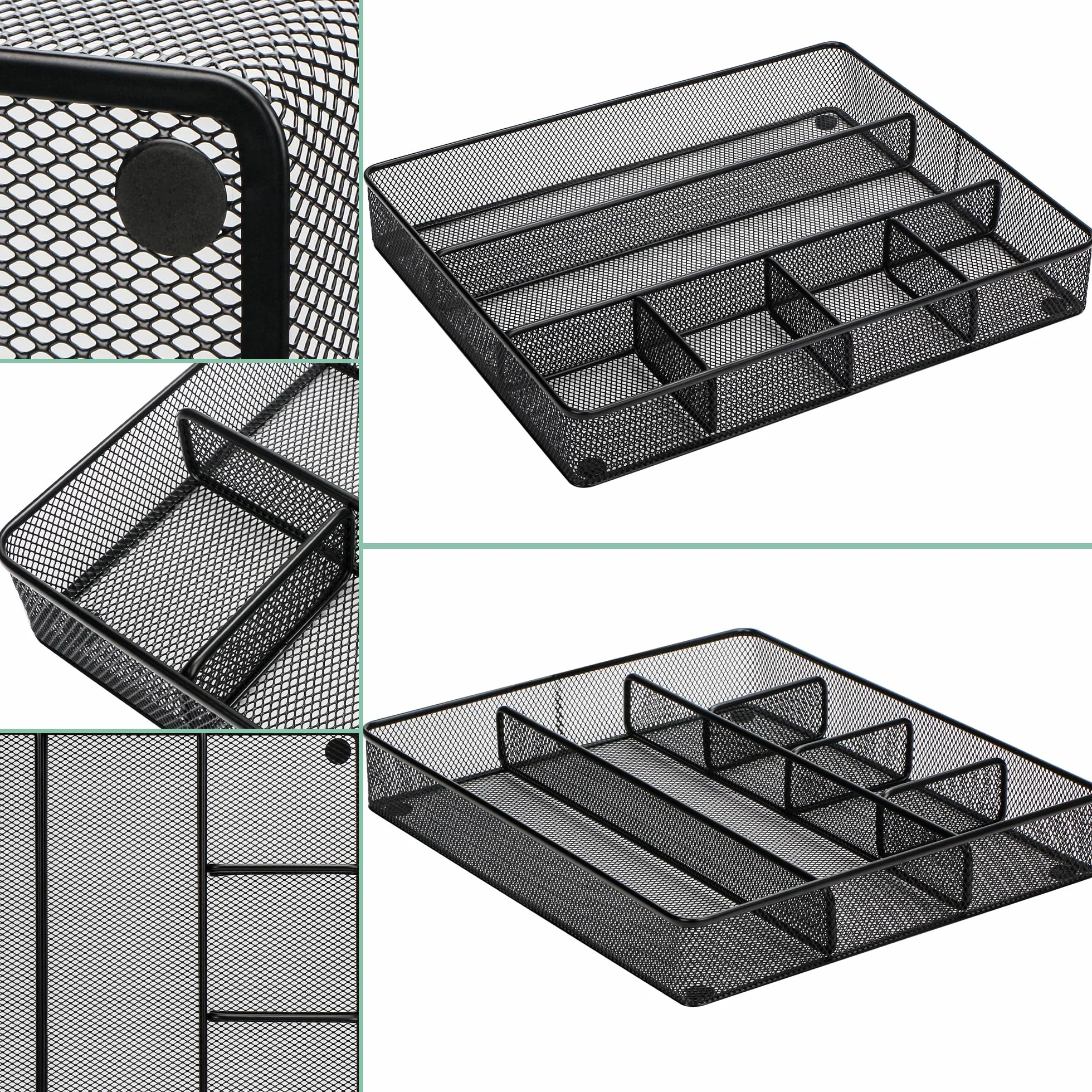 Annova Vassoio organizer per cassetti da scrivania, per organizzazione dell'ufficio, rete metallica, accessori e forniture per ufficio (Black)