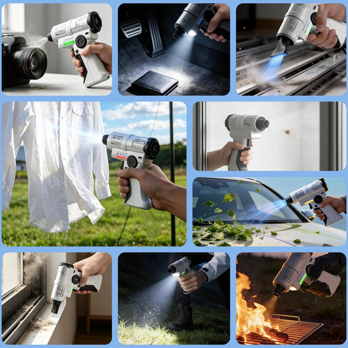 yAyusi Aspiratore Elettrico Ricaricabile,Aspiratore ad aria Compressa ad Alta Potenza da 130000 giri/minuto con Luce LED,Regolazione Continua della Velocità,Adatto per Computer,Esterni,Case e Auto