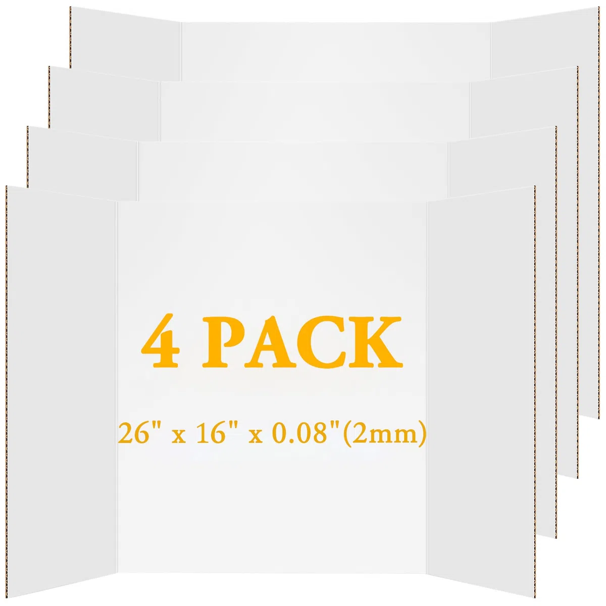 AKONEGE 4 cartoncini per poster a 3 pieghe, formato medio, 66 x 40,6 cm, colore bianco, cartone ondulato, per presentazioni scientifiche, progetti scolastici, mostre, presentazioni aziendali