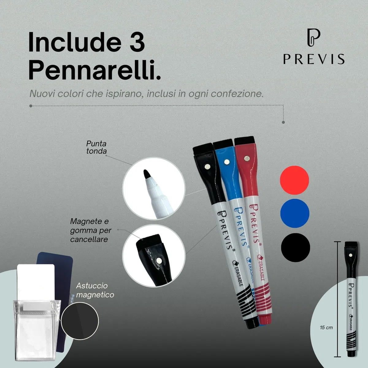 PREVIS Lavagna Calendario Magnetico da Muro Cancellabile Mensile e Settimanale 60x40CM - Planner Lavagna Magnetica da Parete con 3 Pennarelli -Adesivo che non Danneggia il Muro