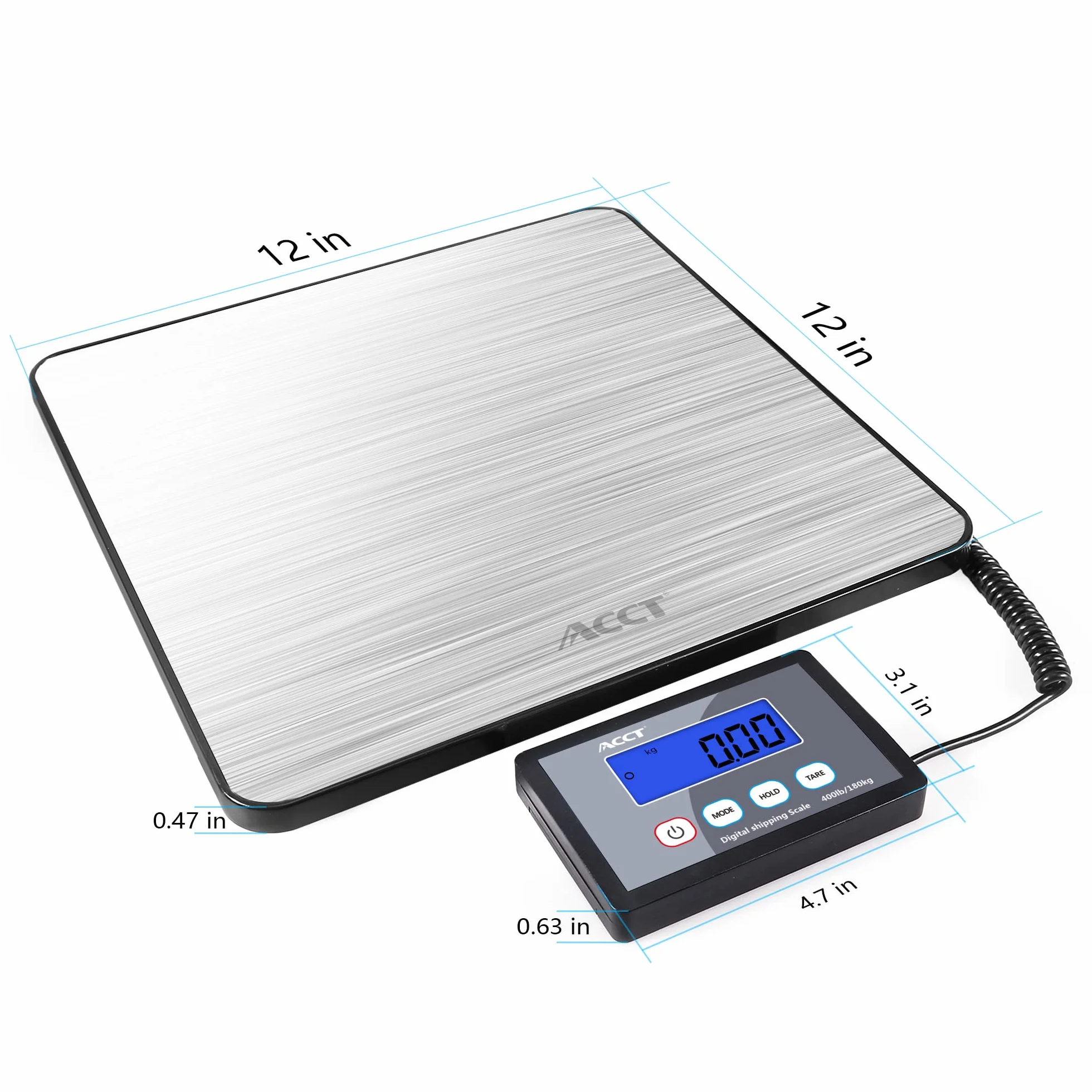 Bilancia ACCT per affrancatura 400lb, bilancia postale con funzione Hold/auto-Off/Tara, bilancia per spedizioni per pacchi/piccole aziende/bagagli/ufficio, bilancia per uso intensivo