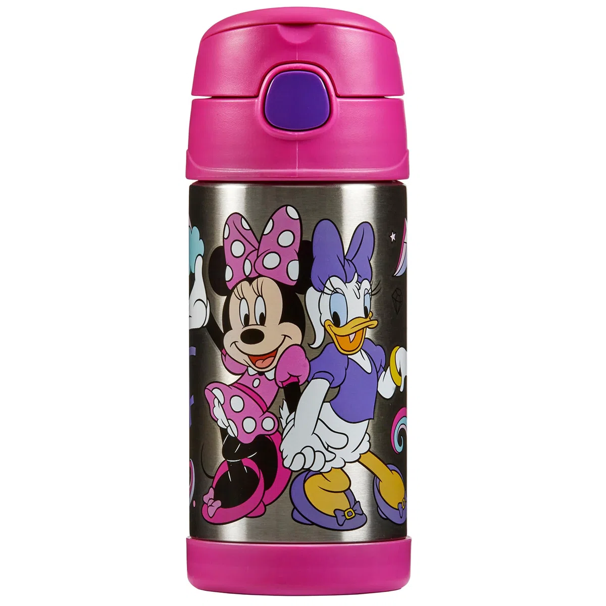 Thermos Kids FUNTAINER STRAW BOTTLE DISNEY 0,35 l, bottiglia termica per bambini in acciaio inox con cannuccia, 12 h freddo, lavabile in lavastoviglie, ermetica senza anidride carbonica, bottiglia